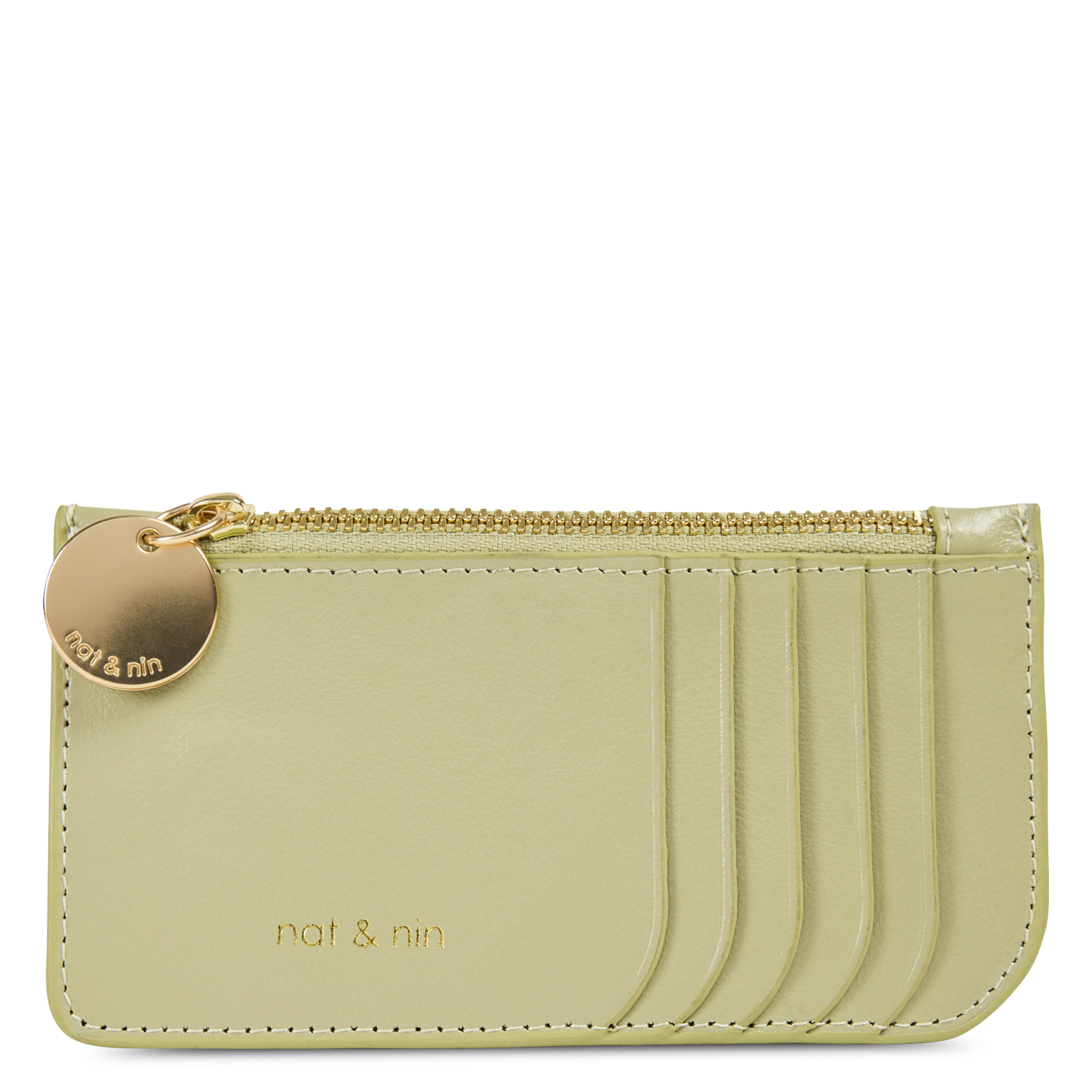 Porte-cartes zippé en cuir NAT & NIN