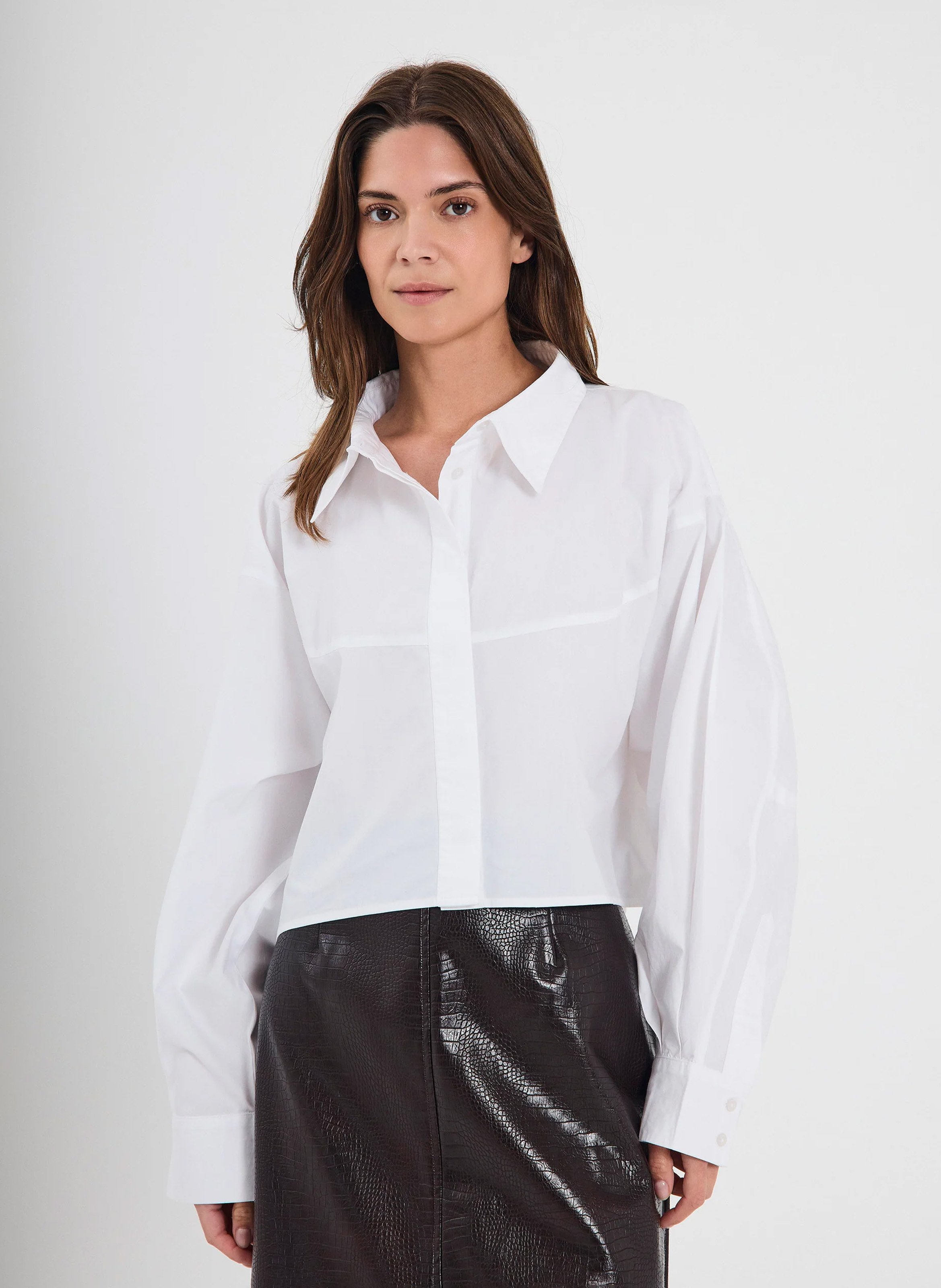 Oversize-Bluse aus Baumwolle mit klassischem Kragen NORR Weiss