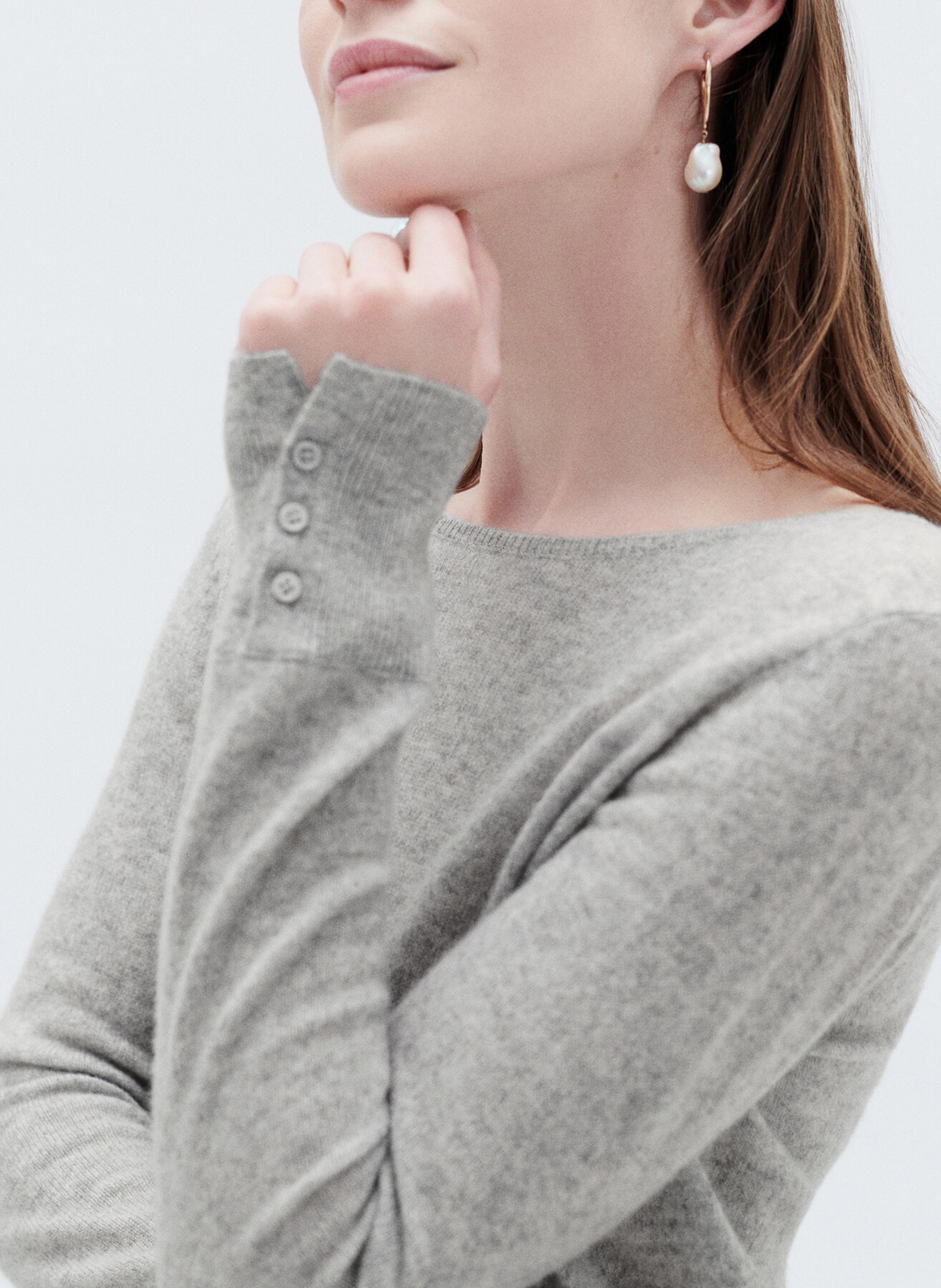 Pull en cachemire col bateau CAROLL Gris