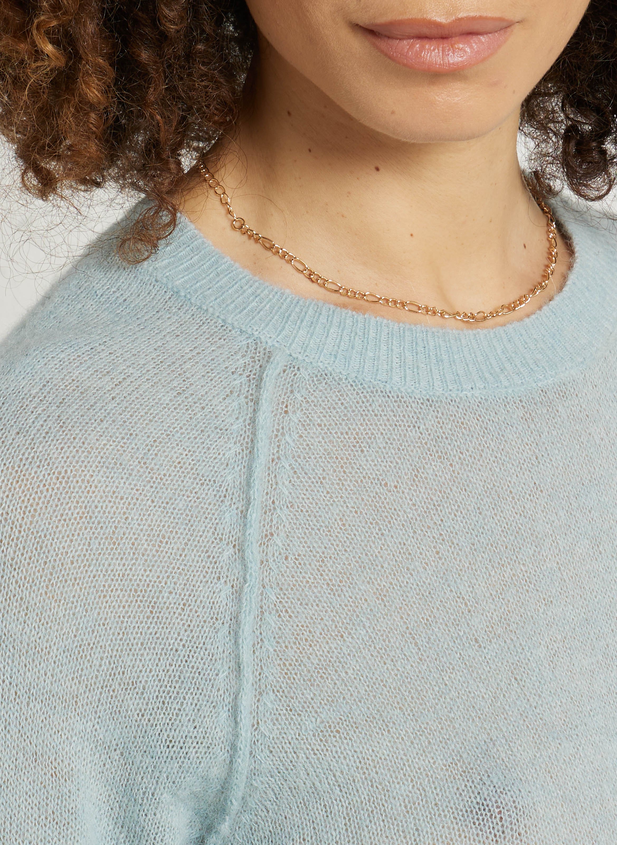 Pull droit col rond en laine mélangée SUD EXPRESS Bleu