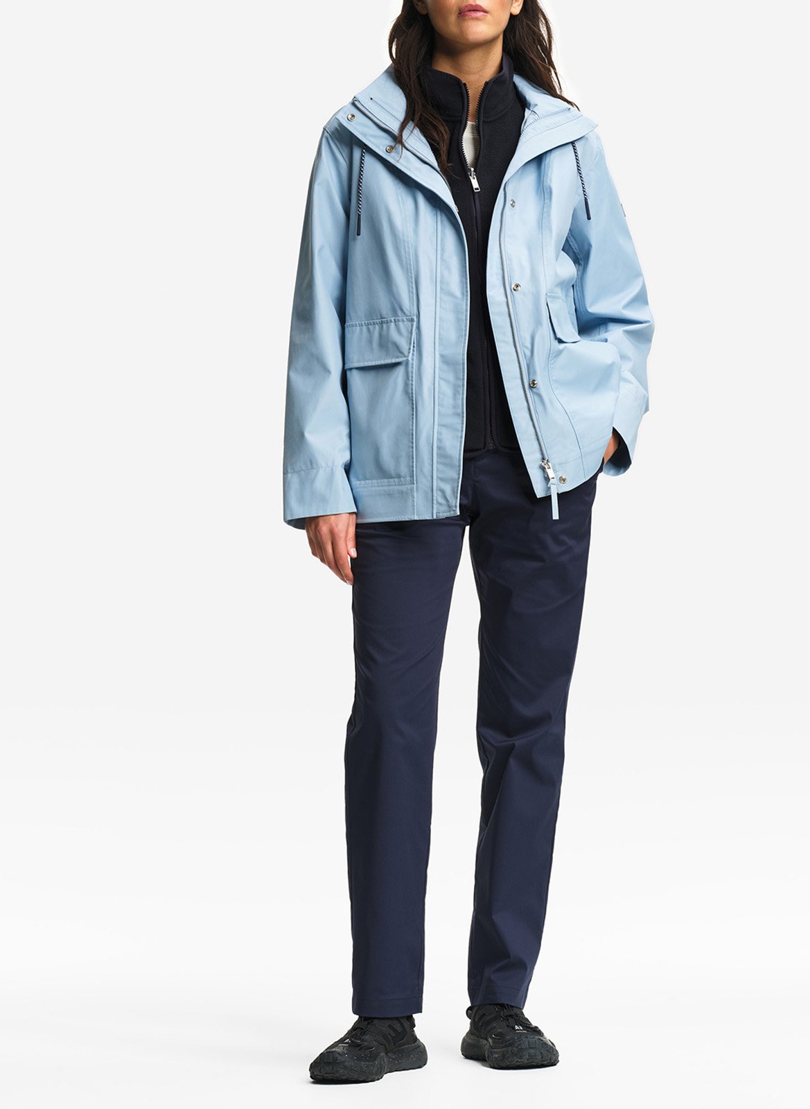 Solid hooded parka coat AIGLE Blue