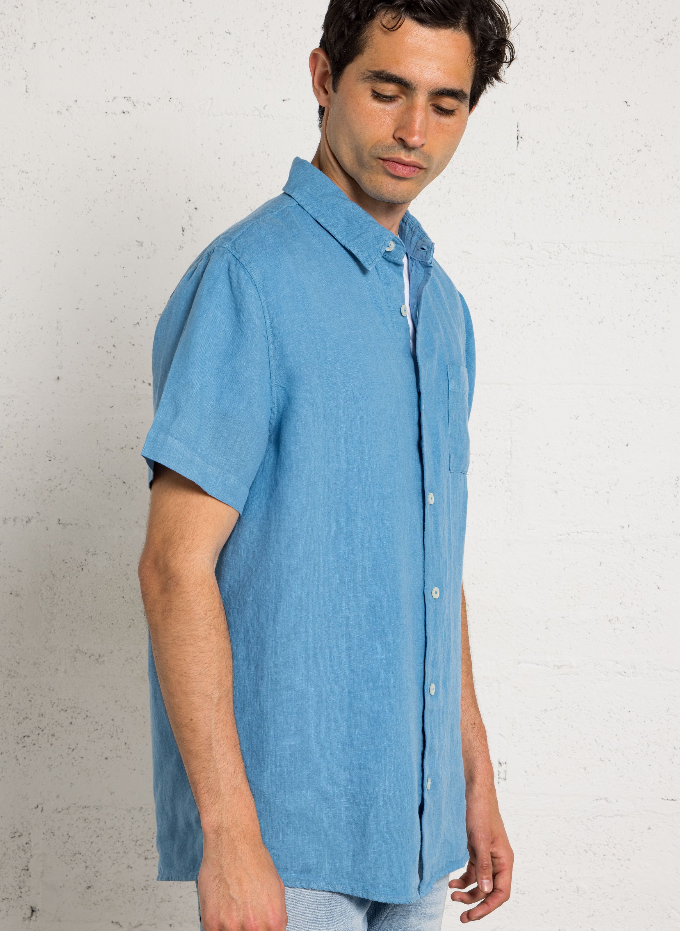 Straight linen shirt with classic collar ARMOR LUX Beige