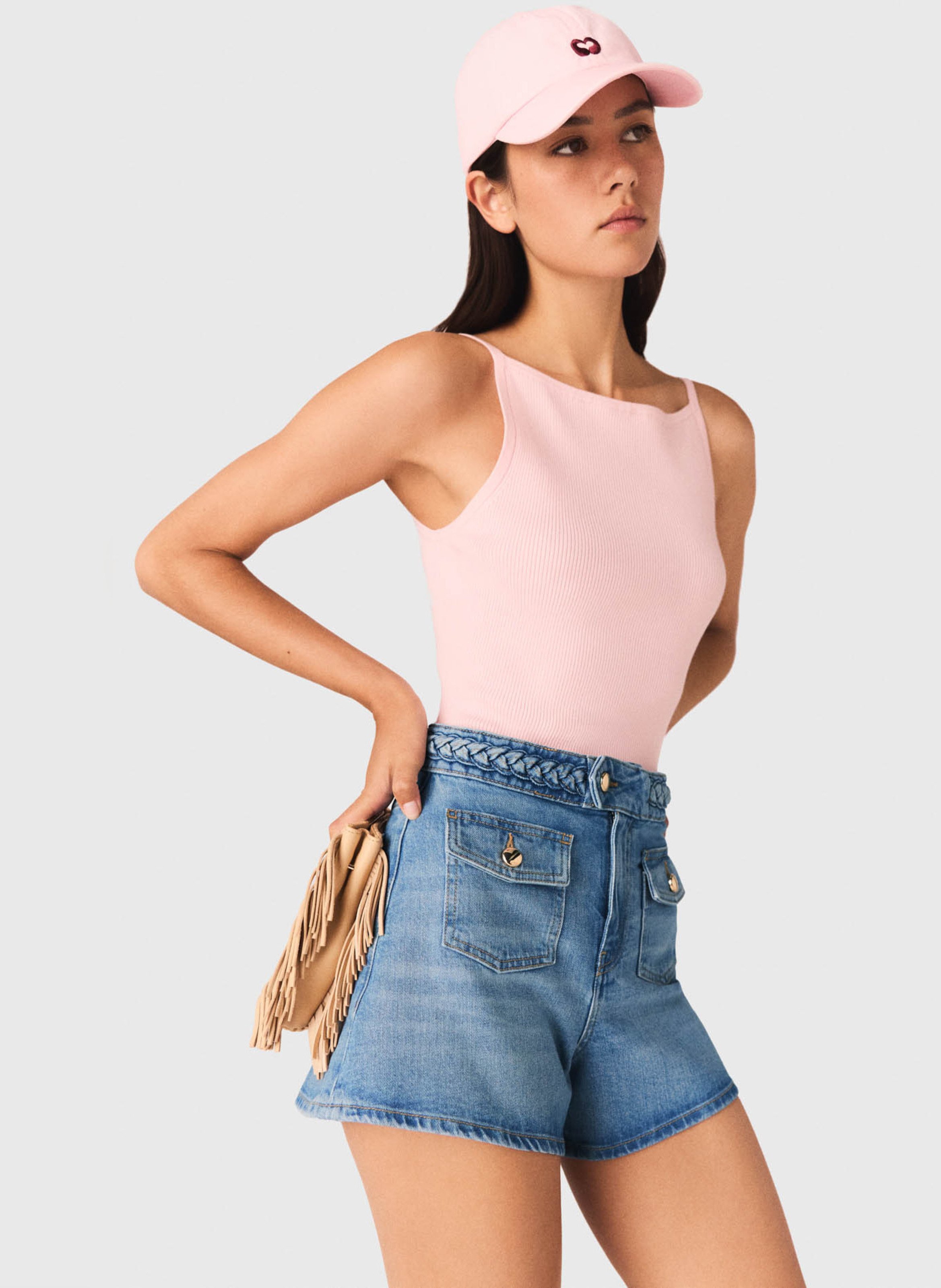 Straight denim shorts in blended cotton MAJE Blue