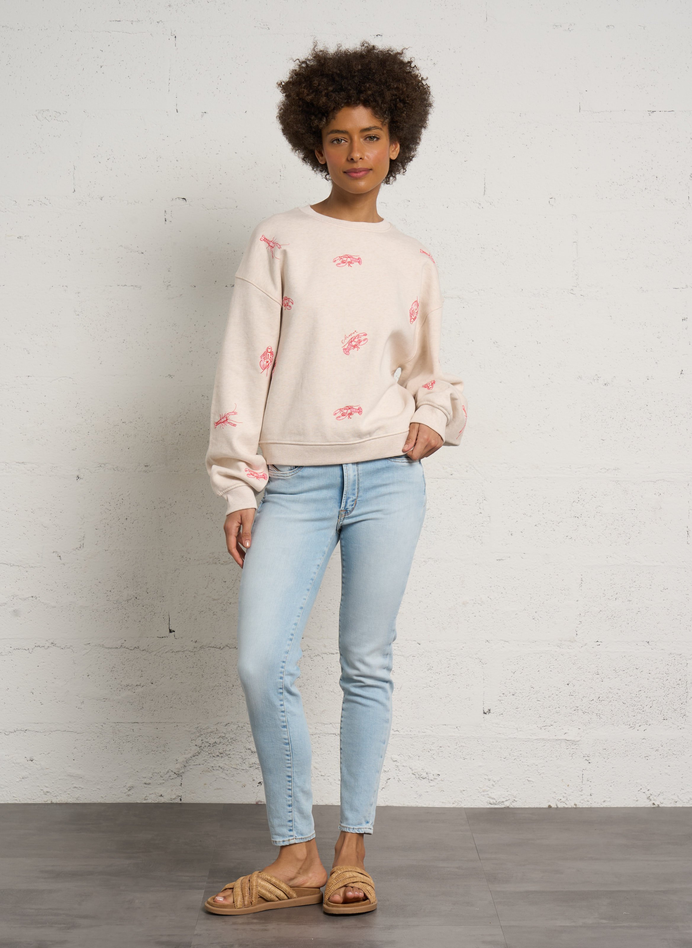 Oversized sweatshirt in organic cotton with embroidery FABIENNE CHAPOT White