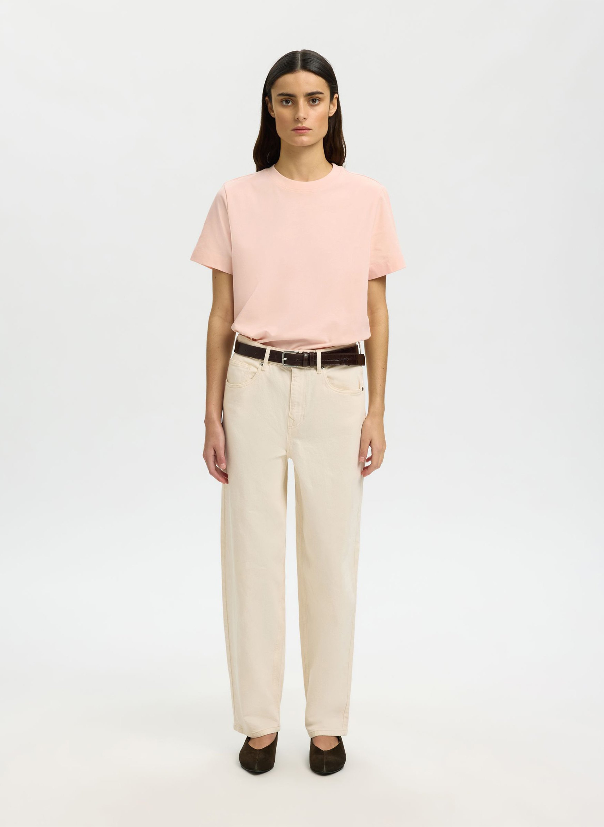 Oversized organic cotton T-shirt SELECTED Pink