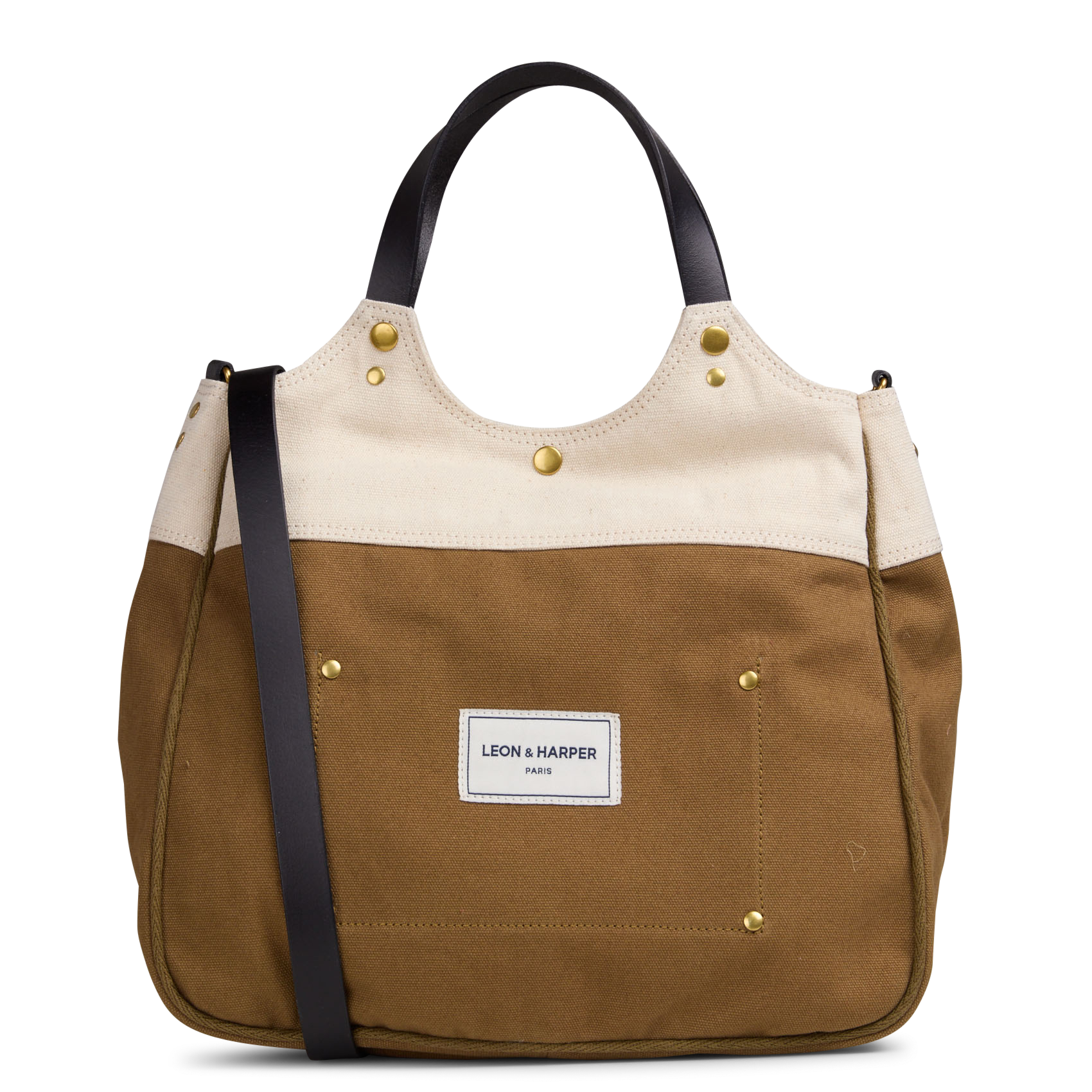 Sac cabas en coton LEON & HARPER Marron