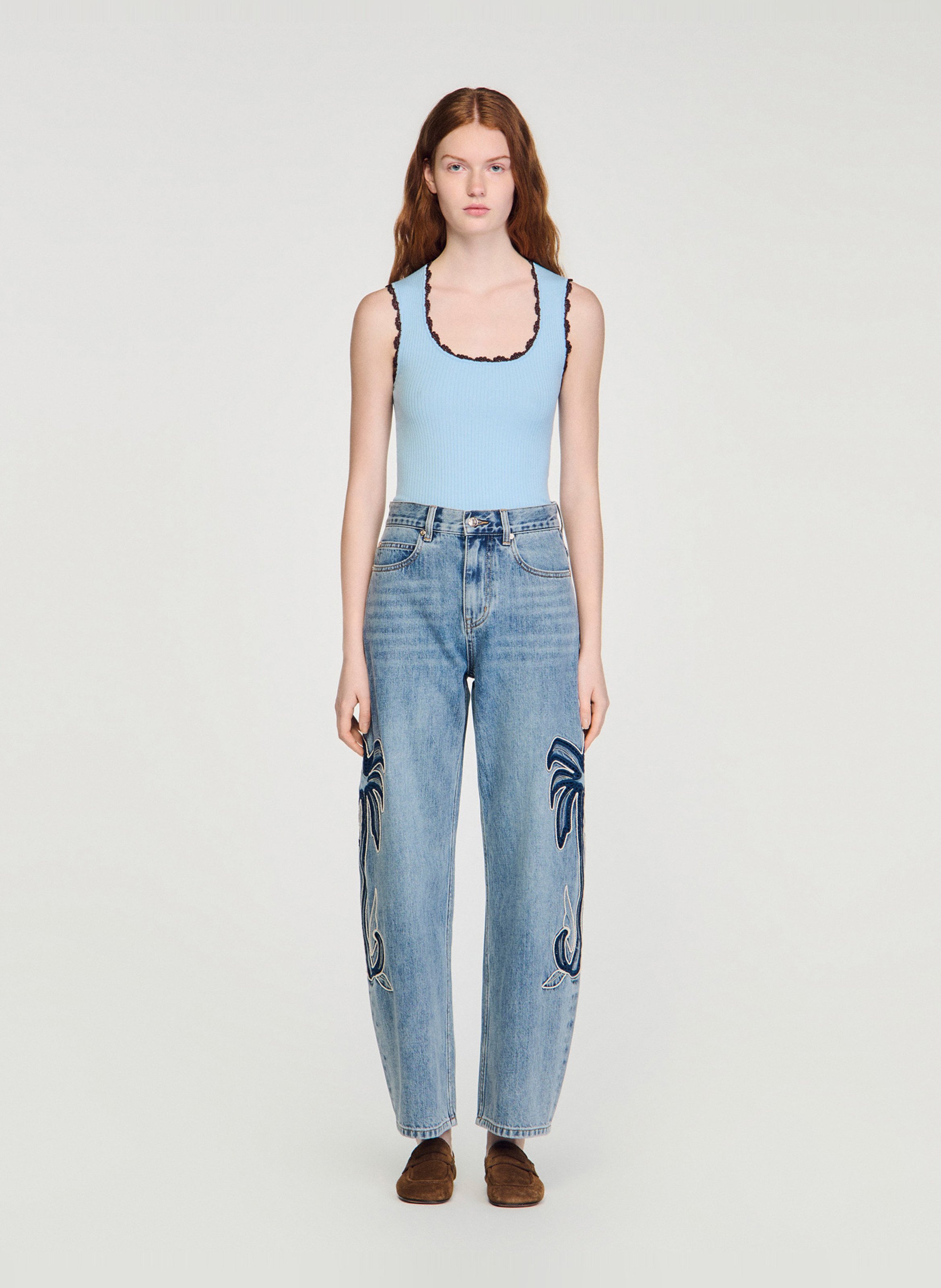 Jean balloon en coton SANDRO Bleu