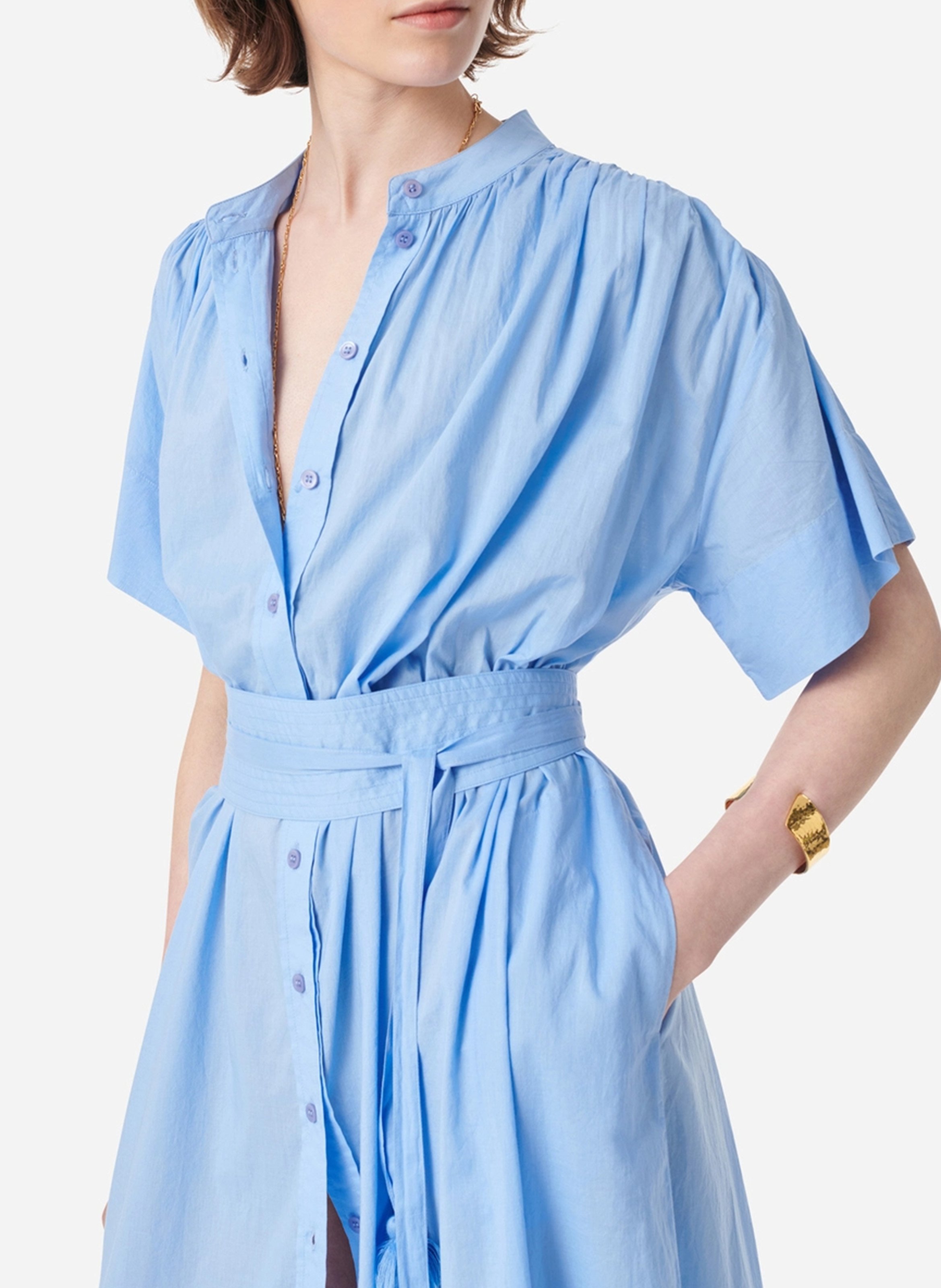 Baumwoll-Midikleid mit Rundhalsausschnitt VANESSA BRUNO Blau