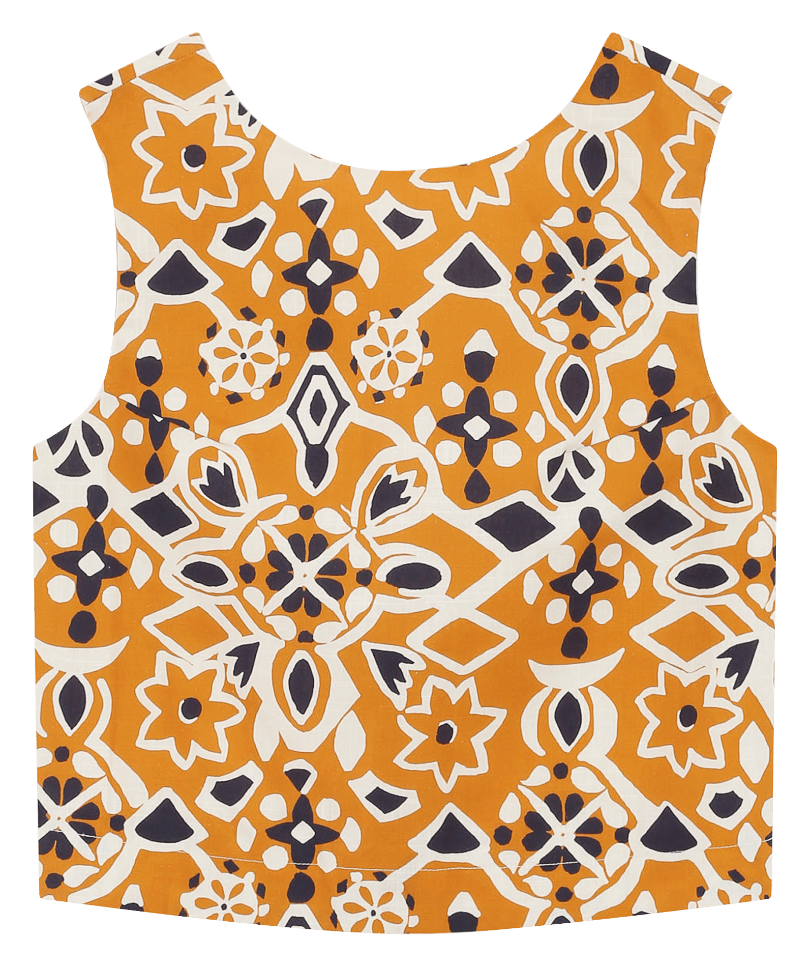 Top droit col rond en coton imprimé GRACE ET MILA Orange