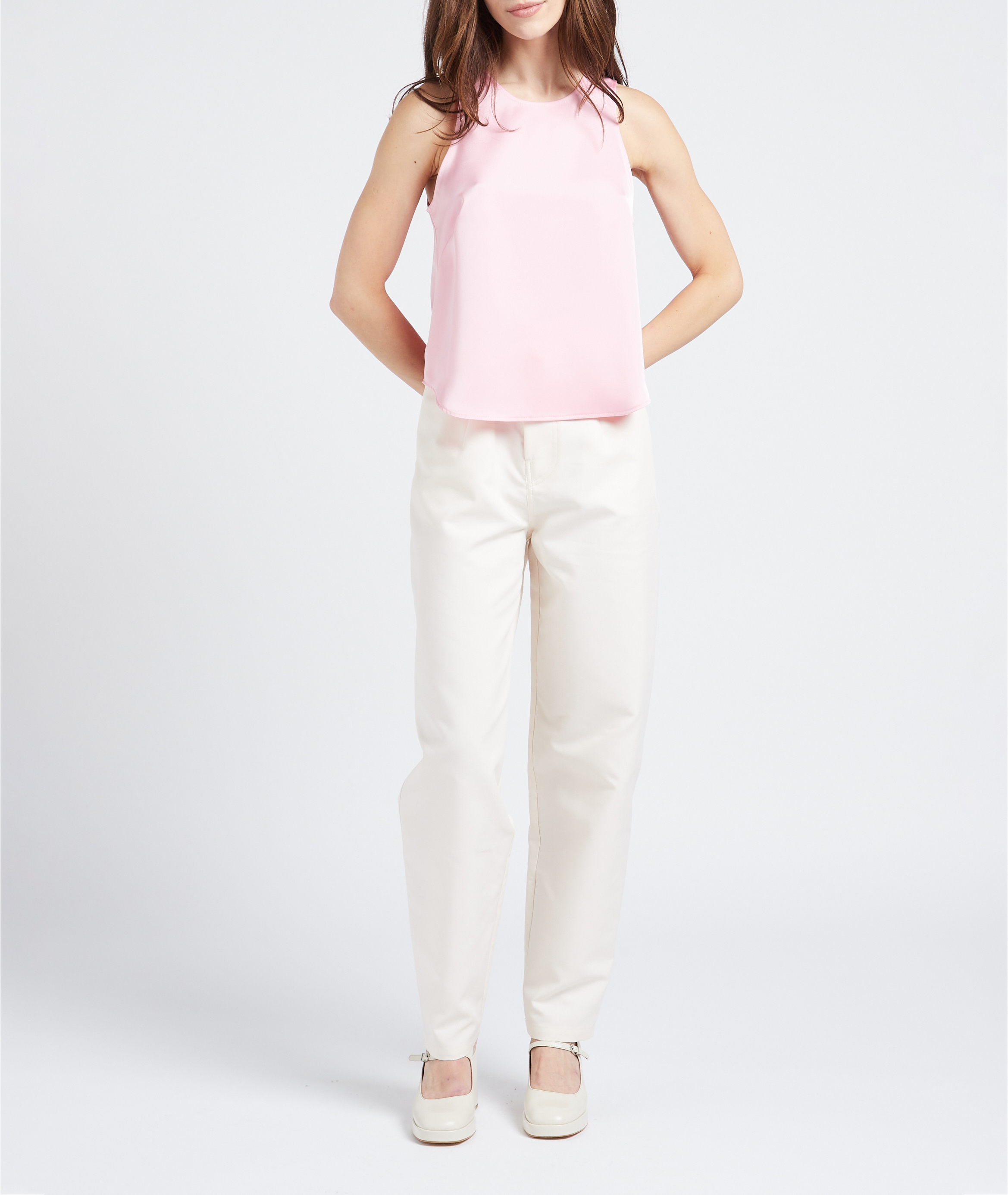 Mouwloze, gesatineerde top met ronde hals COLLECTORS CLUB Roze