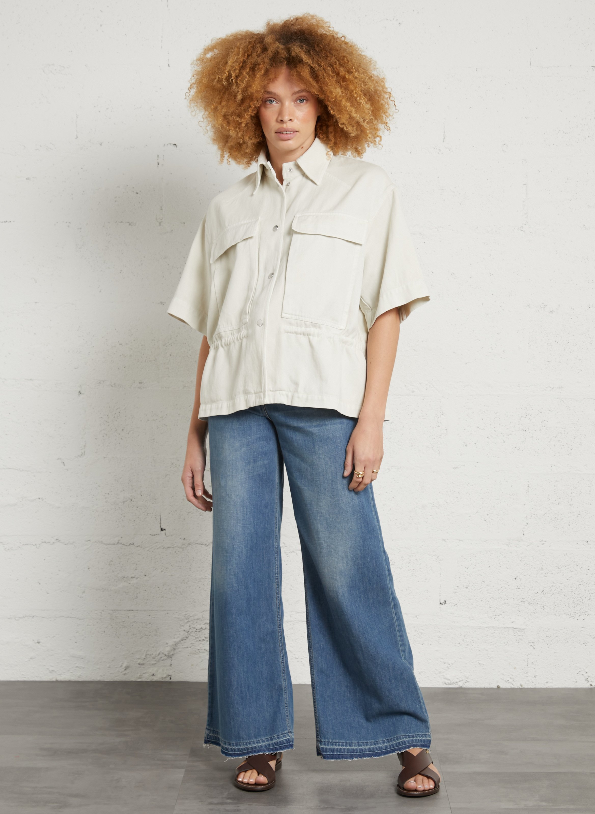 Jacke aus Leinen-Mix mit klassischem Kragen MARGAUX LONNBERG Weiss