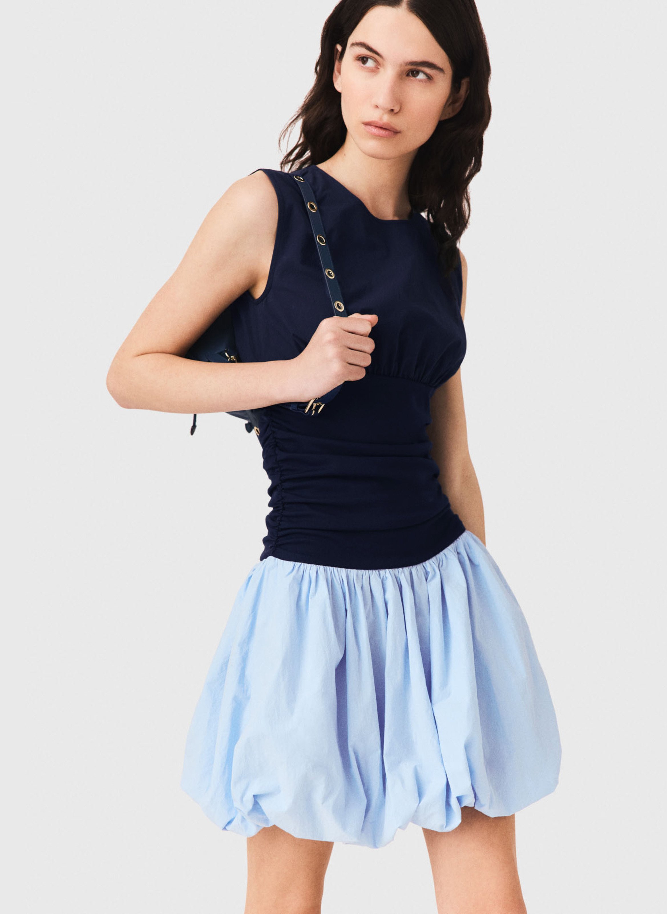 Robe courte bi-matière MAJE Bleu