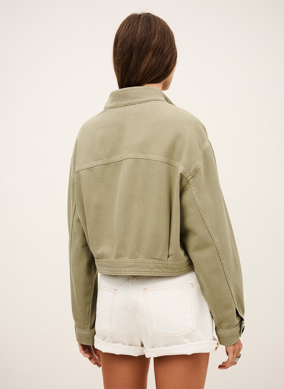 Korte wijde denim jas BA&SH Groen