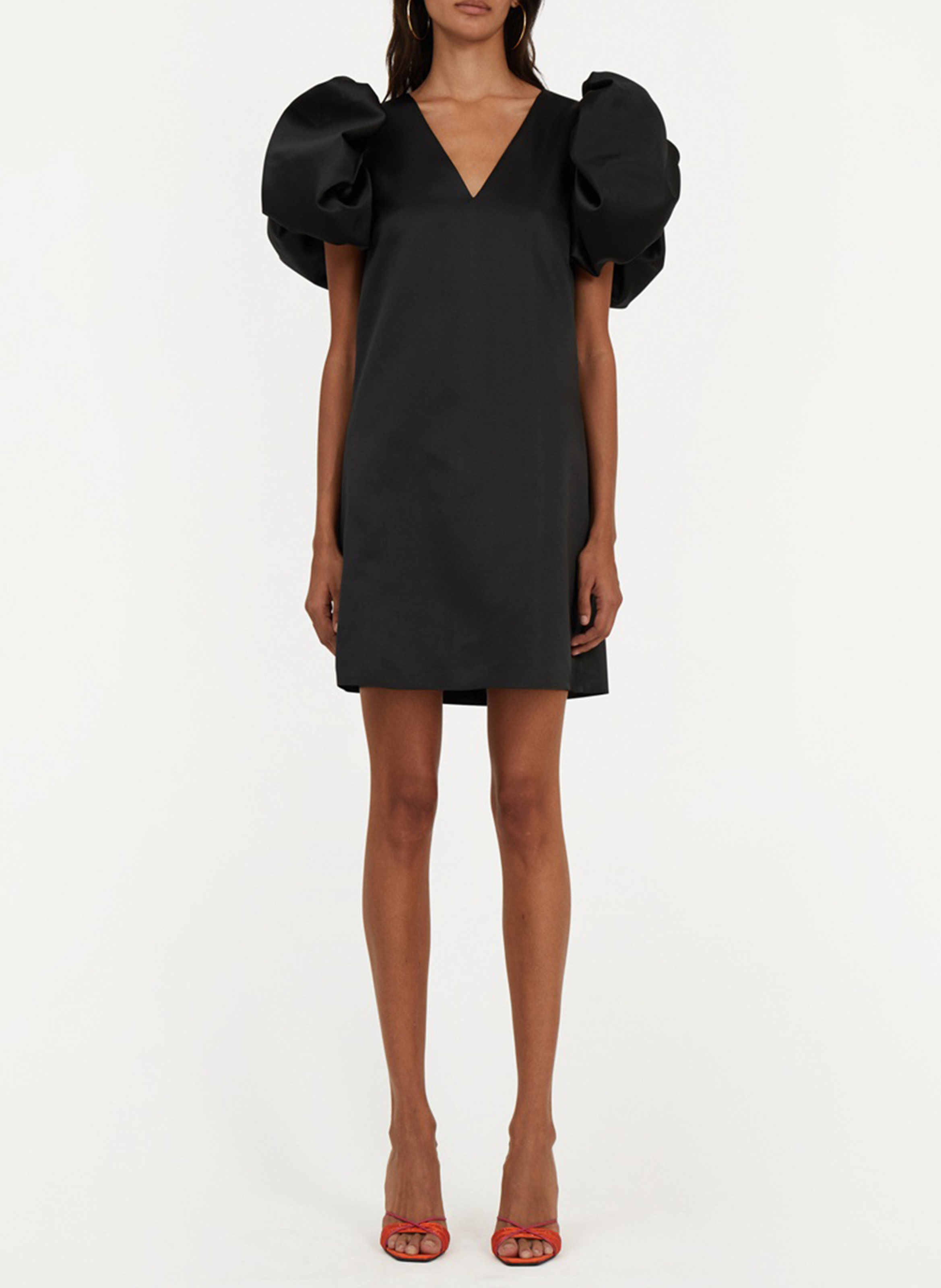 Short satin dress ROTATE Black