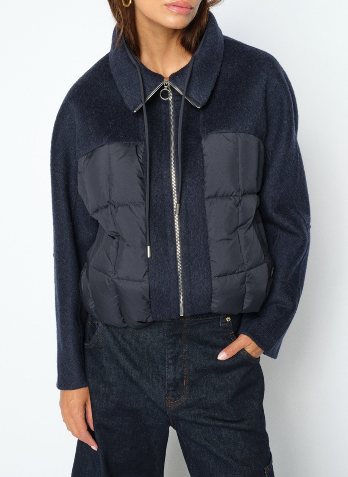 Straight wool mix jacket MOS MOSH Blue