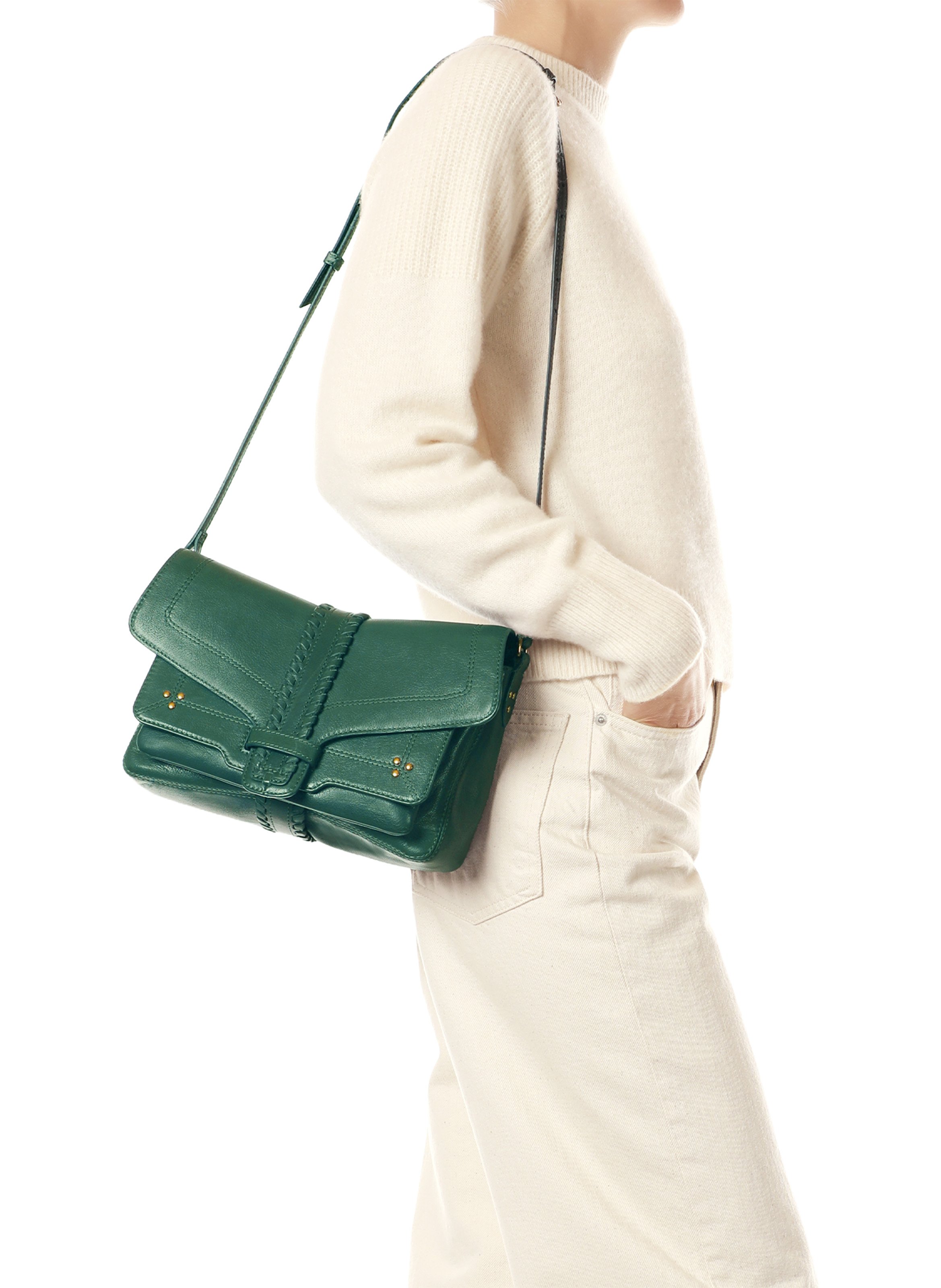 Sac bandoulière en cuir JEROME DREYFUSS Kaki