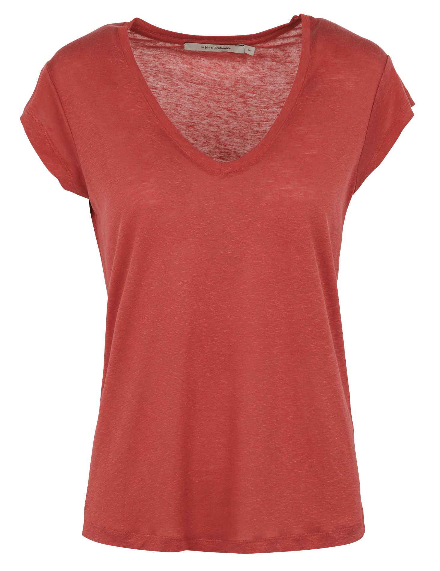 Gerader einfarbiger V-Ausschnitt T-Shirt LA FEE MARABOUTEE