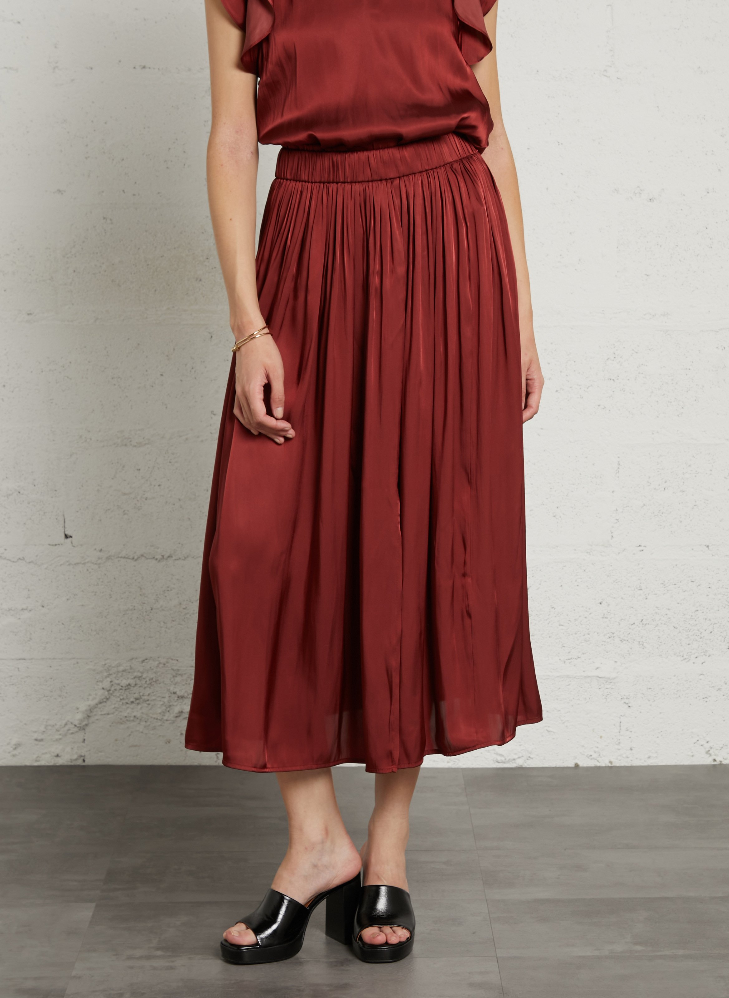 Jupe midi fluide taille haute MAISON 123 Rouge