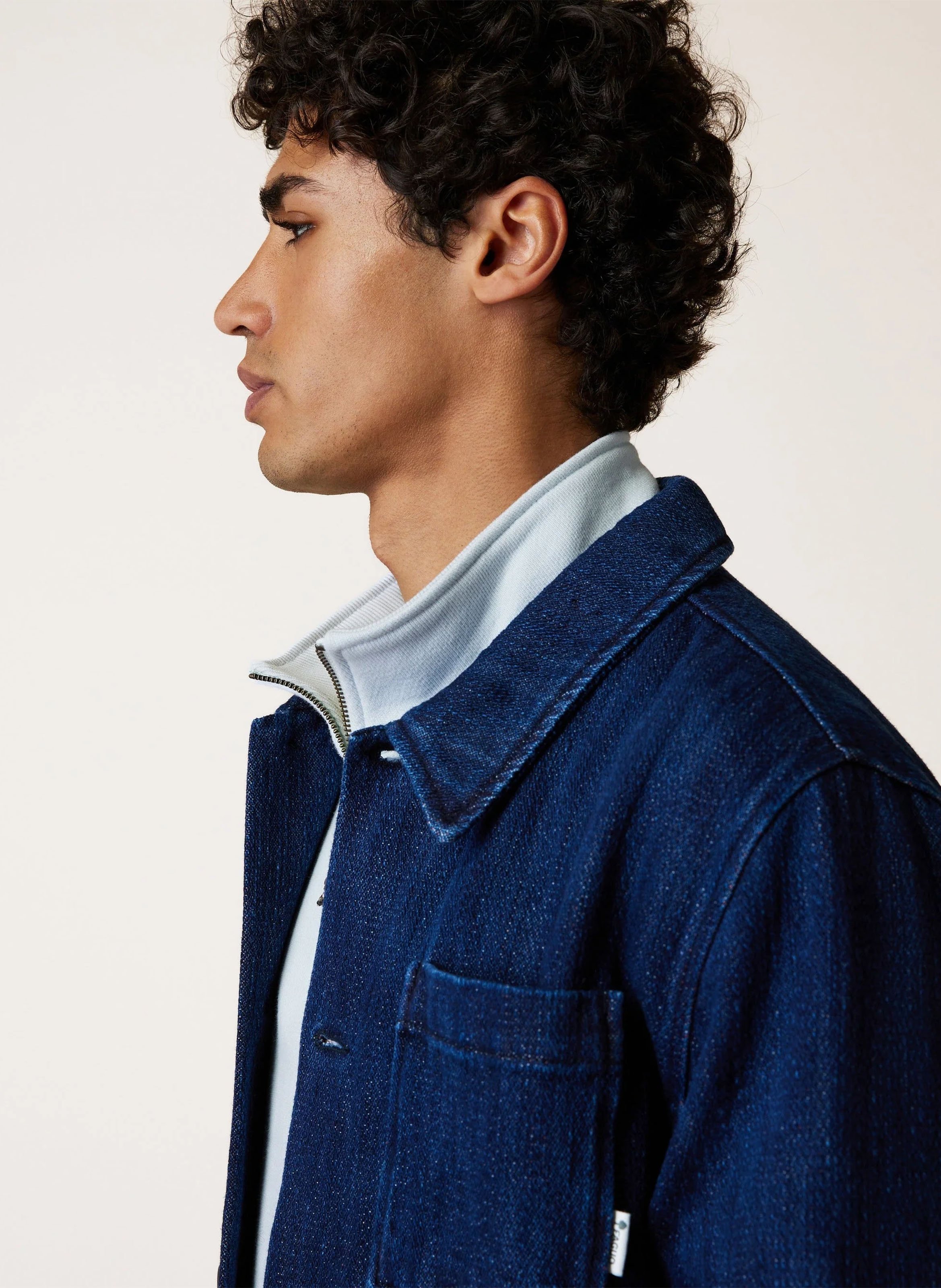 Jacke aus Bio-Baumwolle mit klassischem Kragen FAGUO Blau