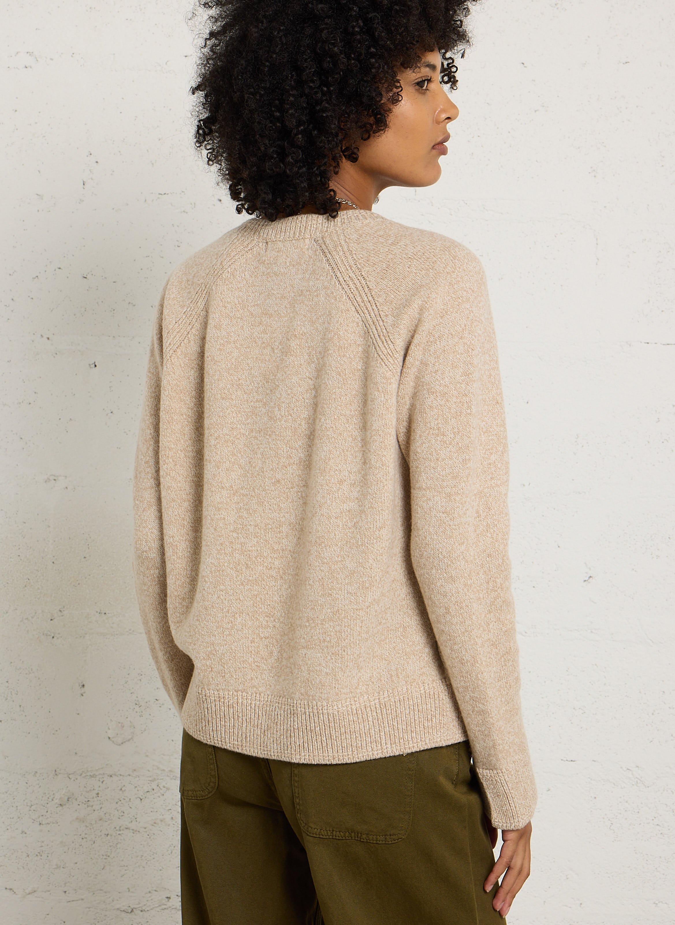 Oversized V-neck wool and cashmere sweater MAISON ANJE Beige