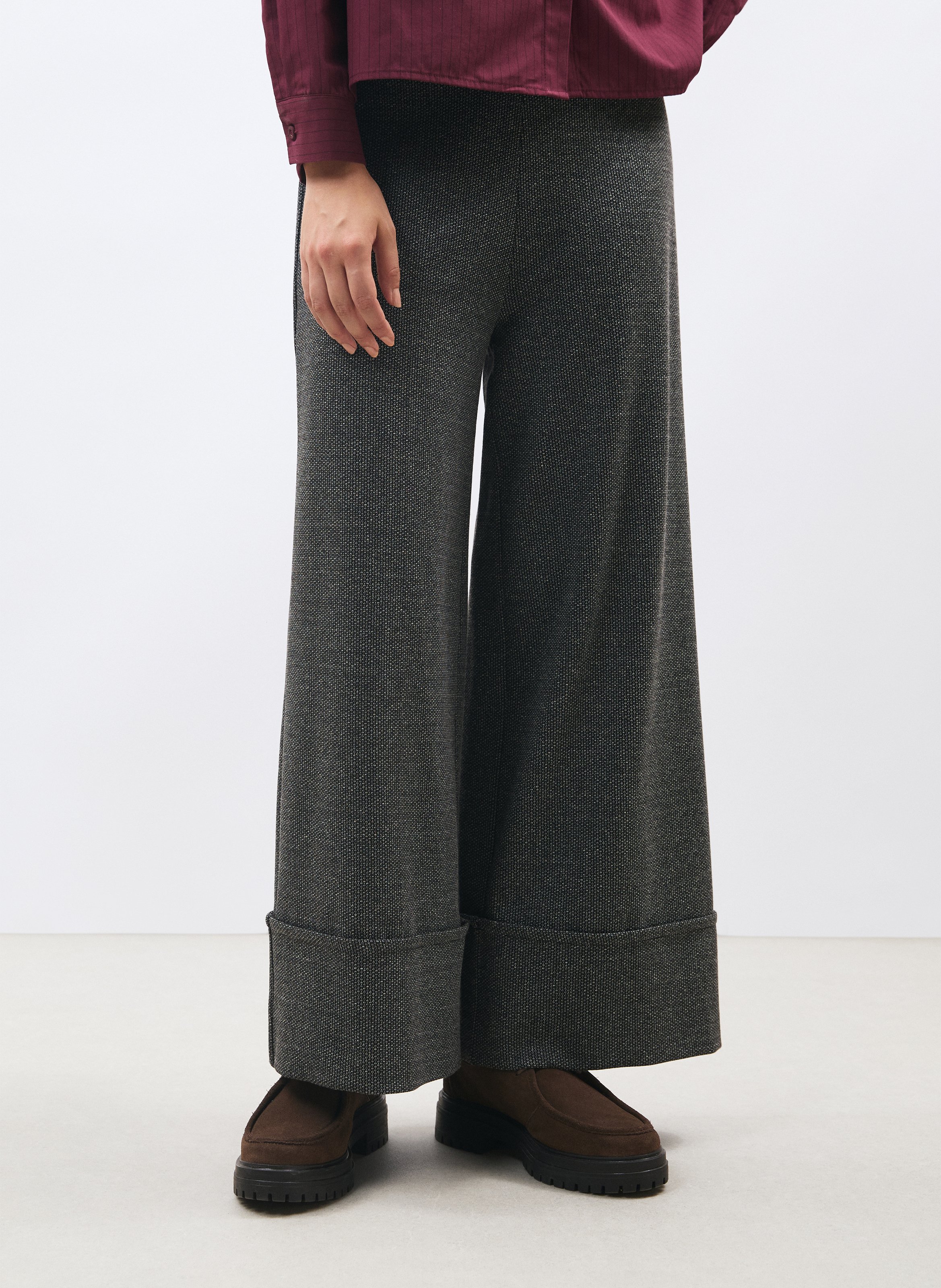 Pantalon large taille haute stretch HUMILITY Gris