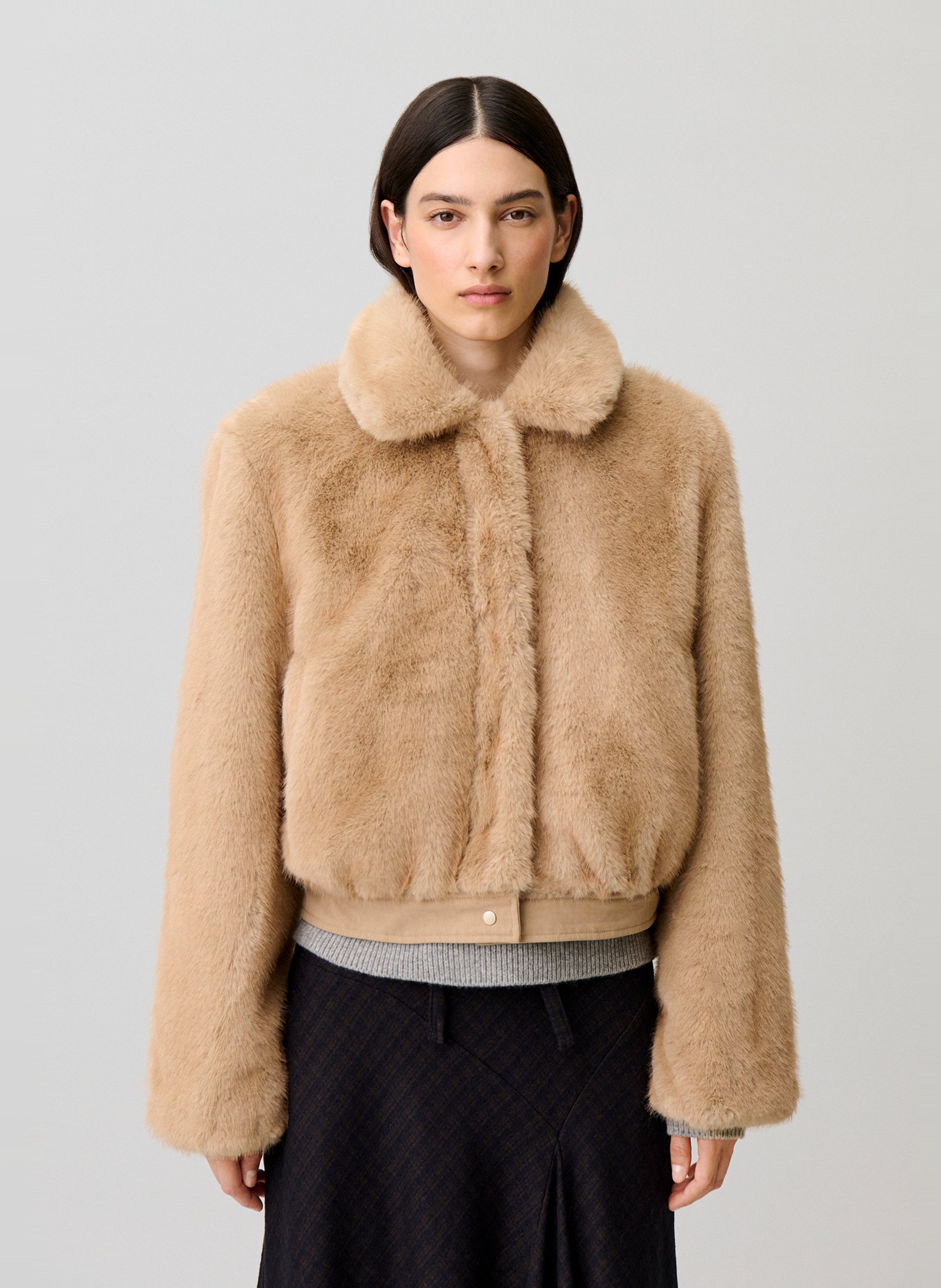 Parka van katoenmix met klassieke kraag CLAUDIE PIERLOT Beige