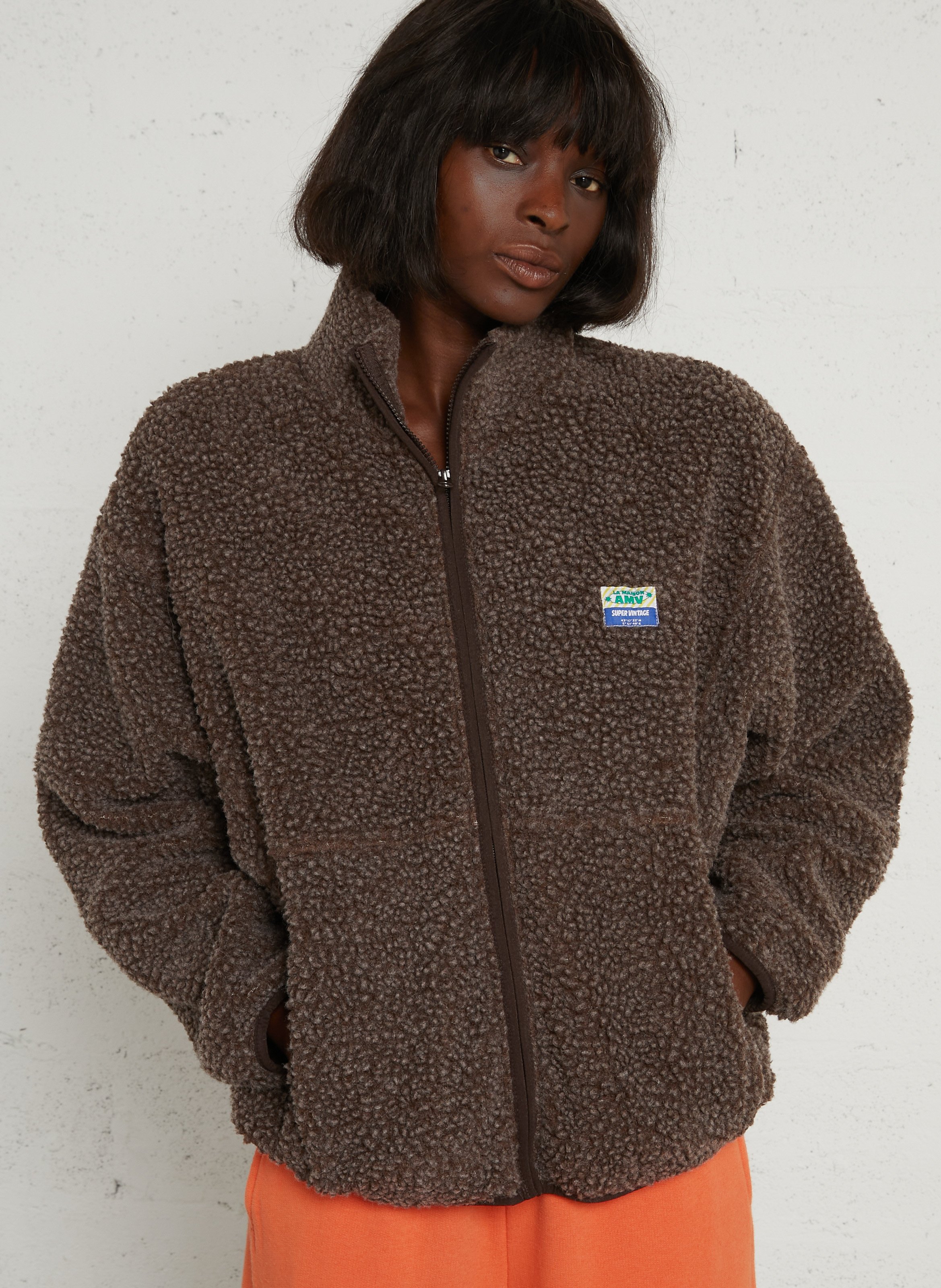 Zip-up fleece jacket AMERICAN VINTAGE Brown
