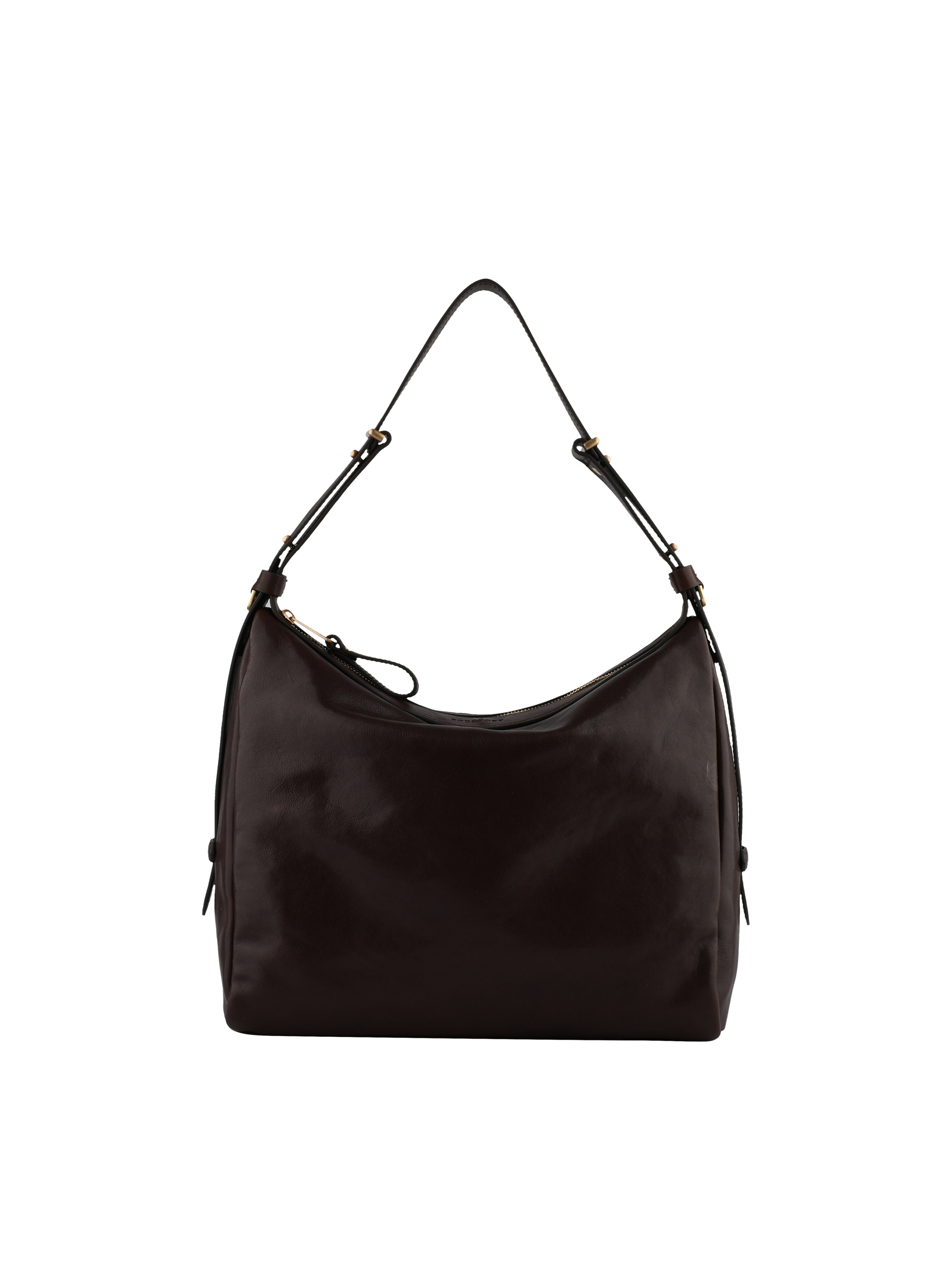 Sac porté épaule en cuir de vachette façon cuir vieilli POURCHET Marron