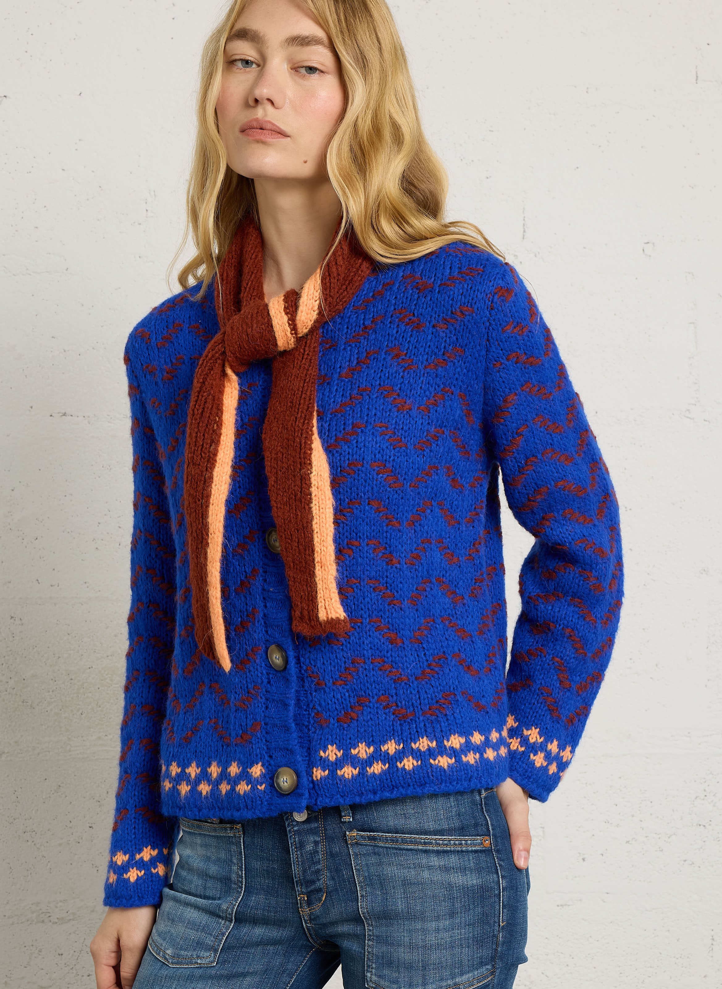 Gerader Cardigan mit Bindkragen DR BLOOM