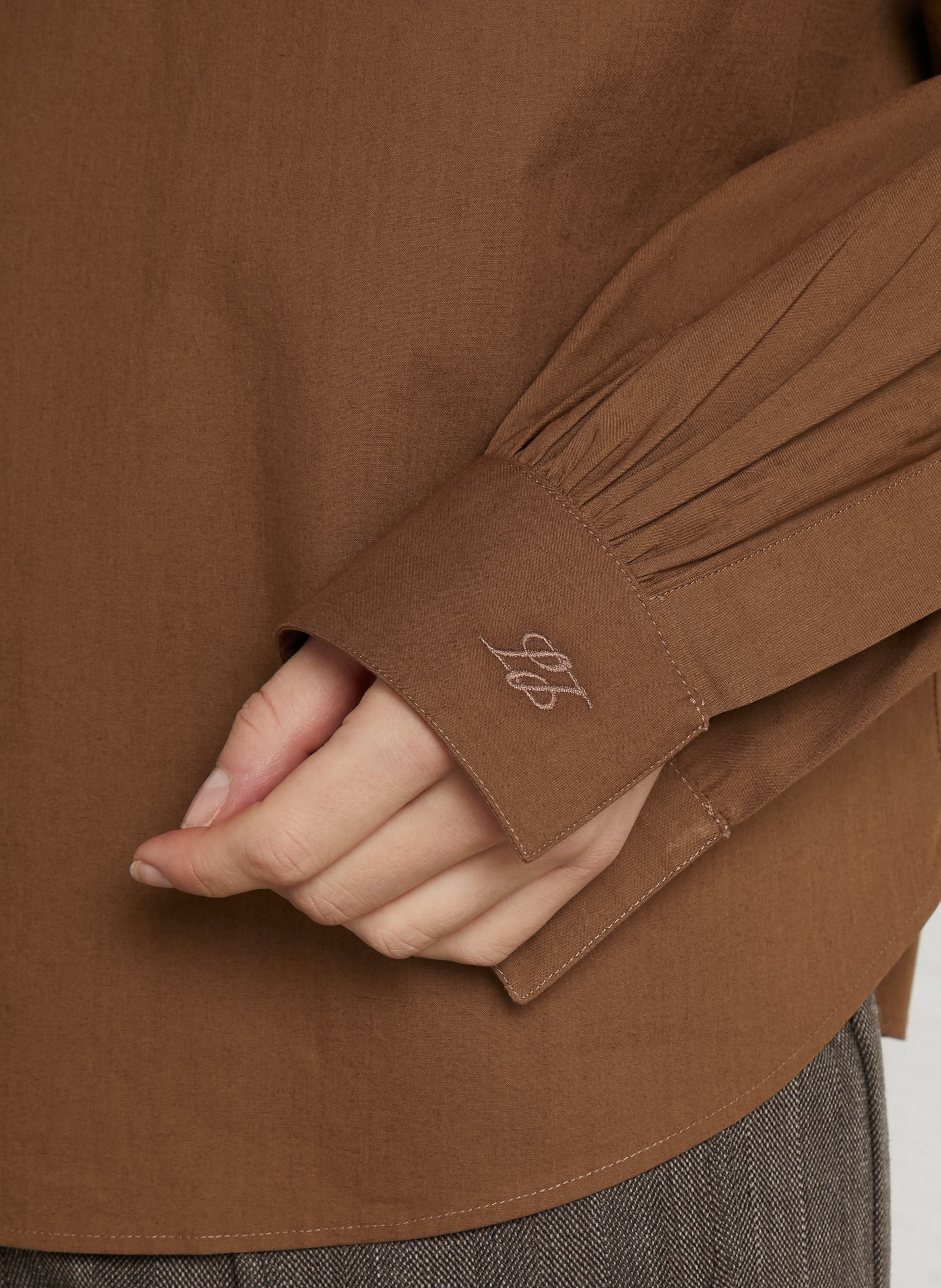 Plain Tunisian-collar blouse LAURENCE BRAS Brown