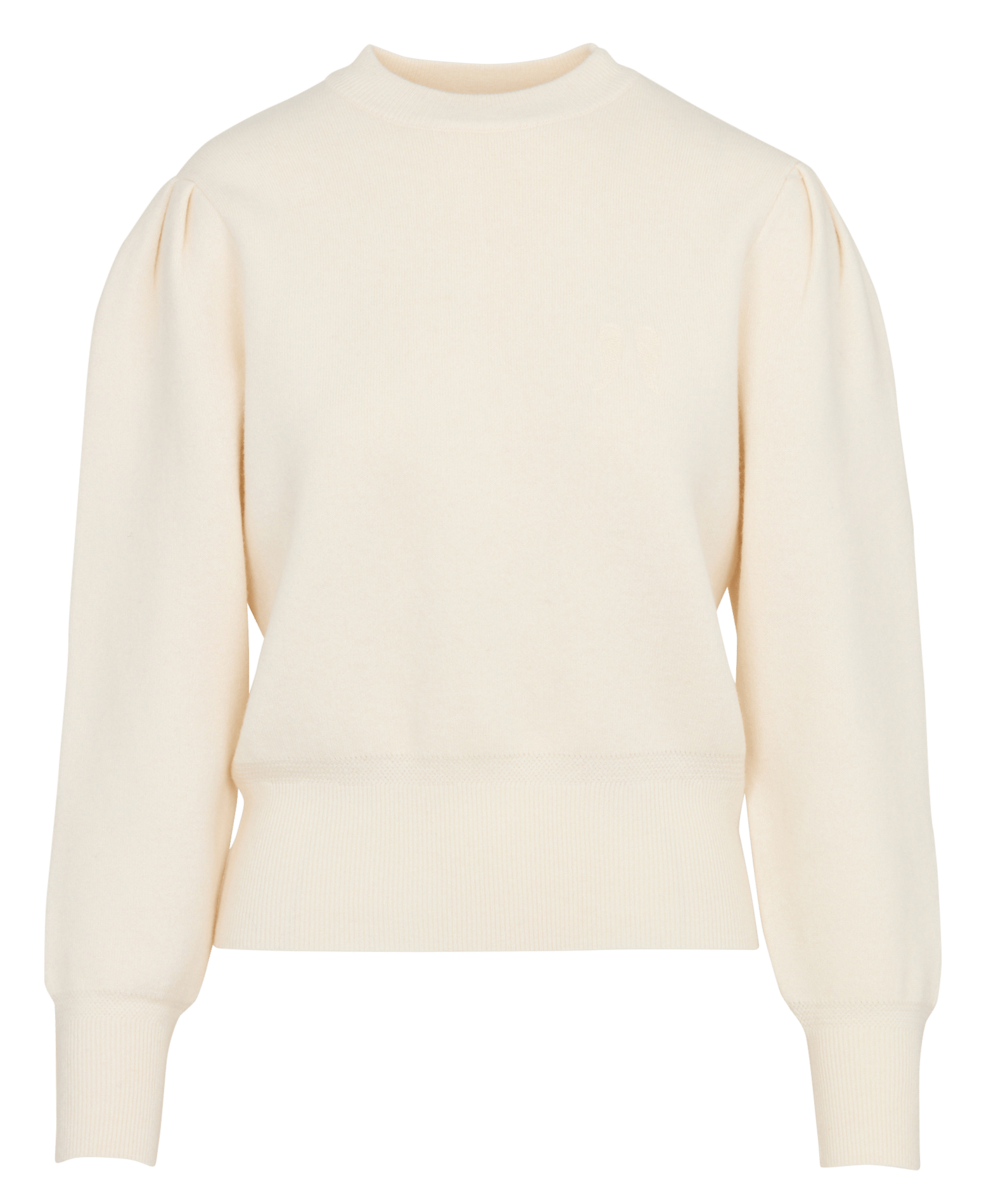 Gerader Rundhalsausschnitt-Pullover aus bestickter Wolle. BERENICE Weiss