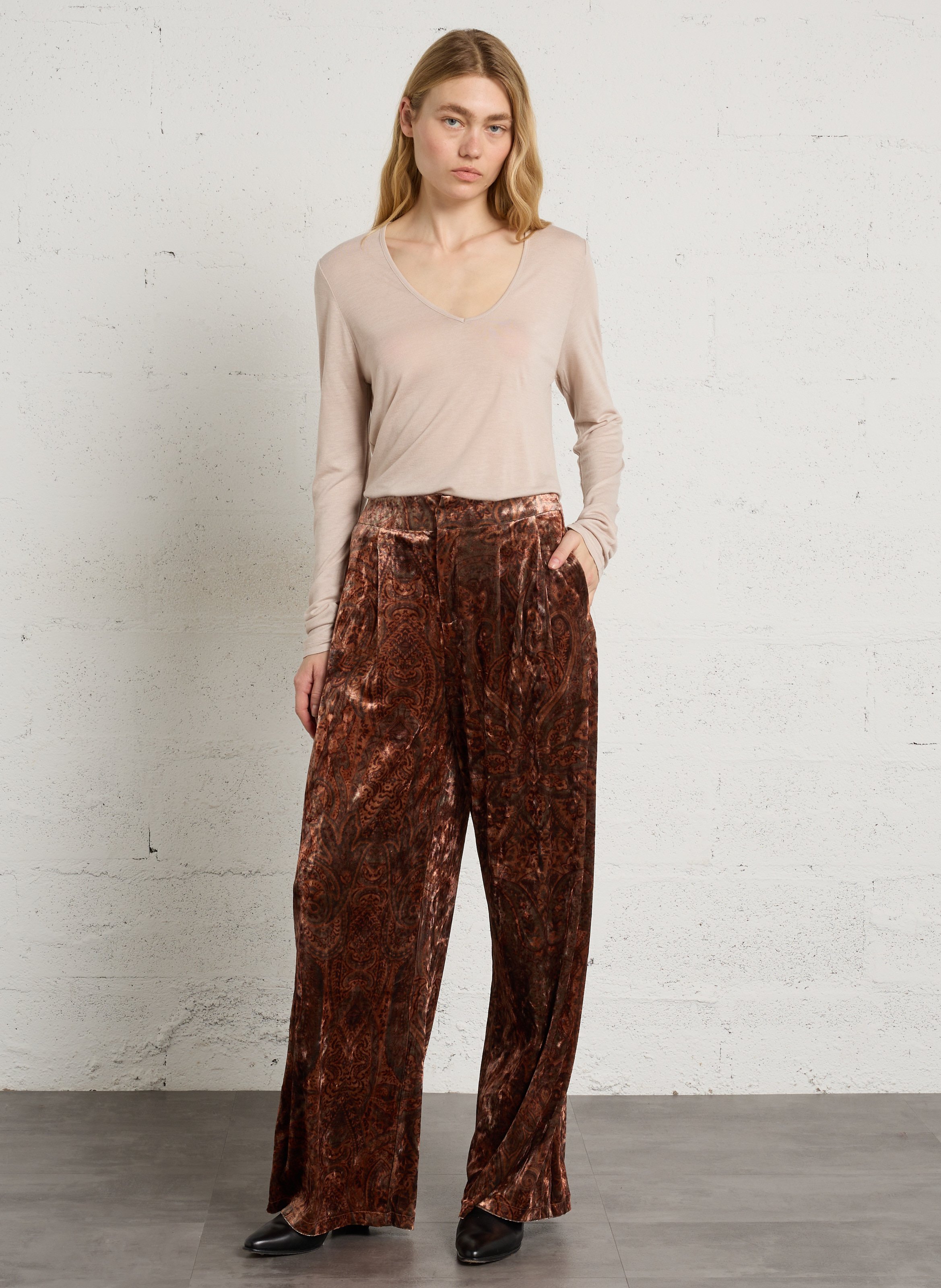 Weiter Pullover mit V-Ausschnitt SUD EXPRESS Beige