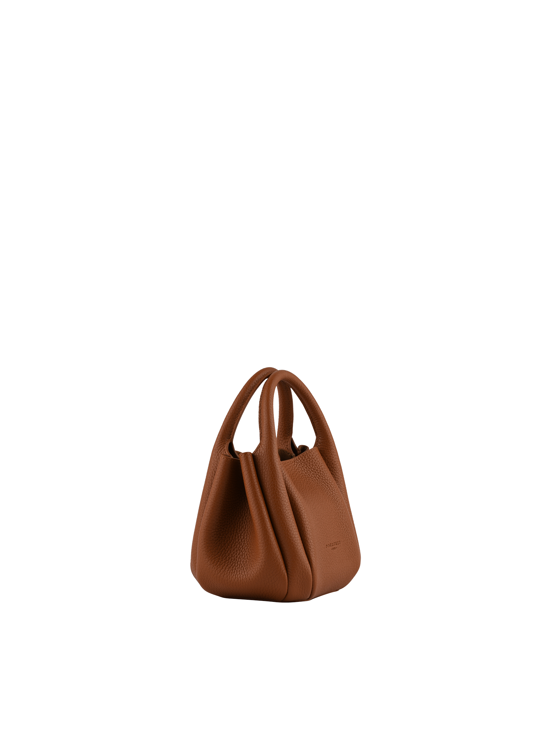Calfskin leather handbag POURCHET Brown