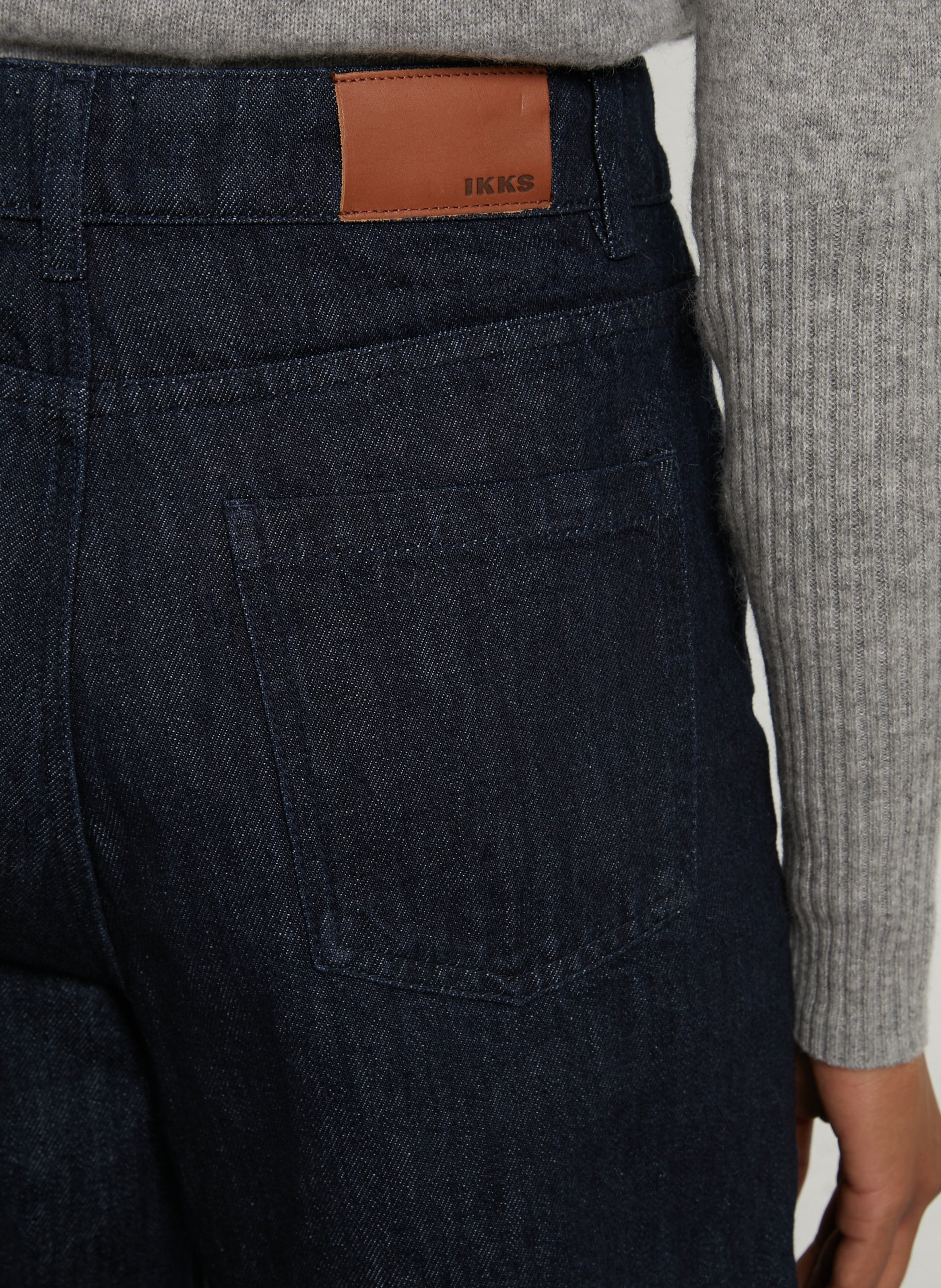 Donkerblauwe jeans met hoge taille en wijde pijpen IKKS Blauw