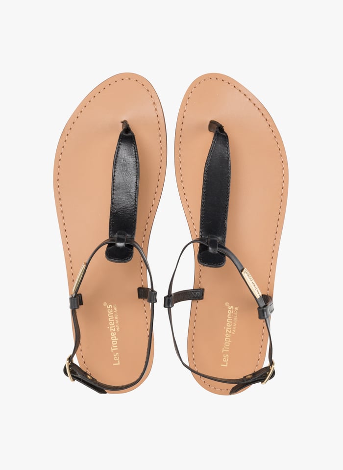 Sandales Plates En Cuir Harvil Noir Les Tropeziennes Par M.belarbi