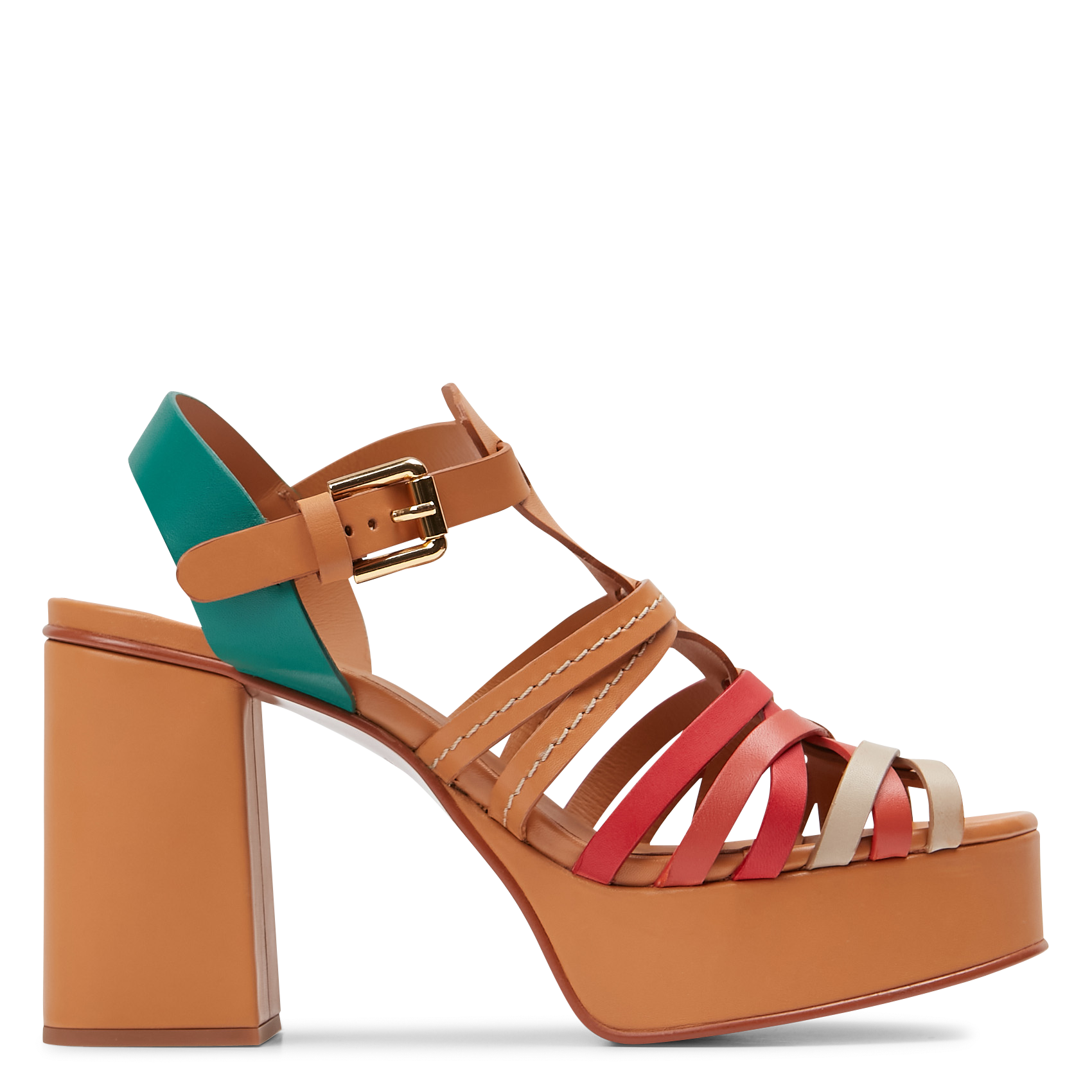 Heeled leather sandals SEE BY CHLOE Brown