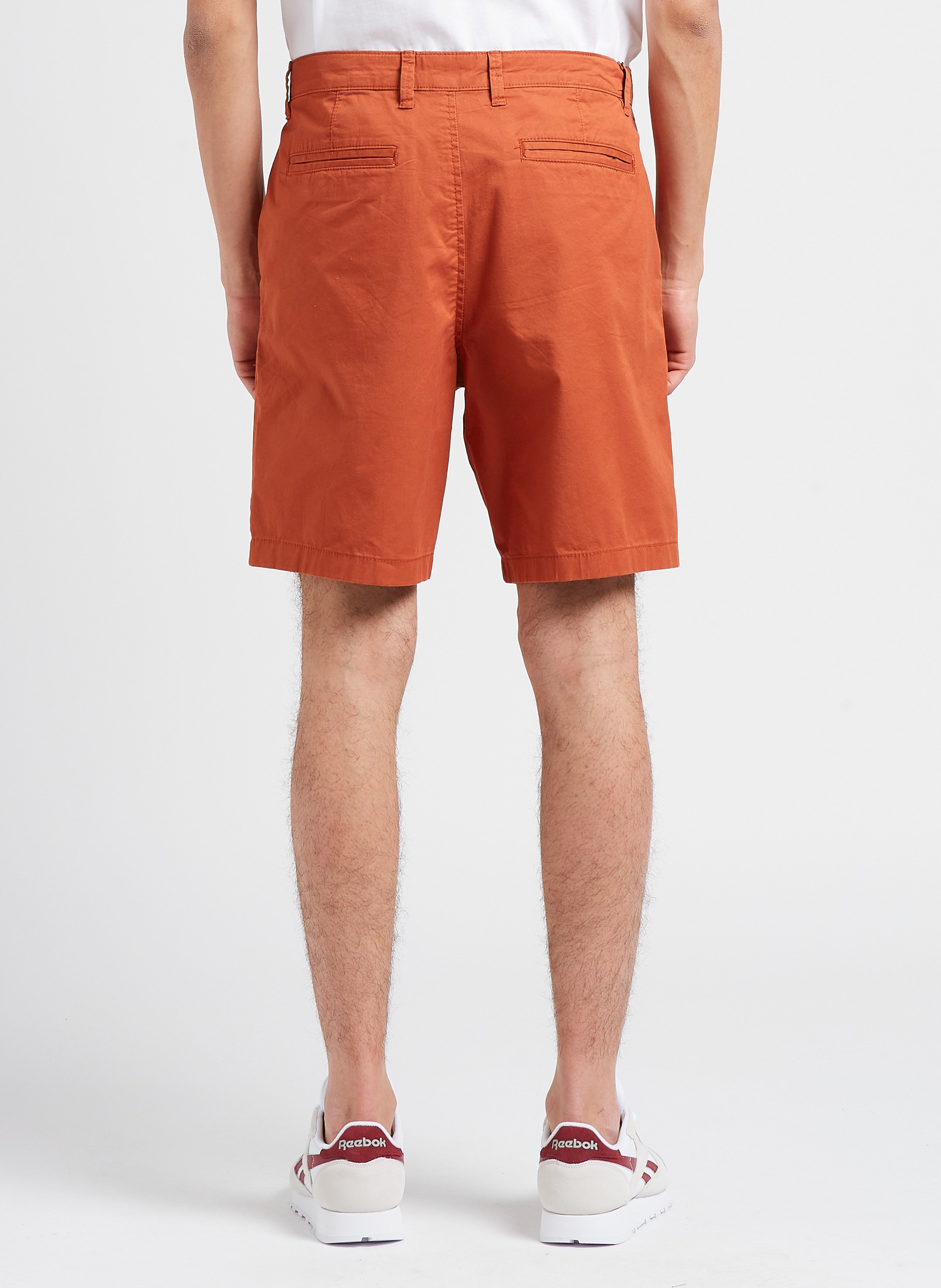 Straight-leg organic cotton-blend shorts SELECTED Orange