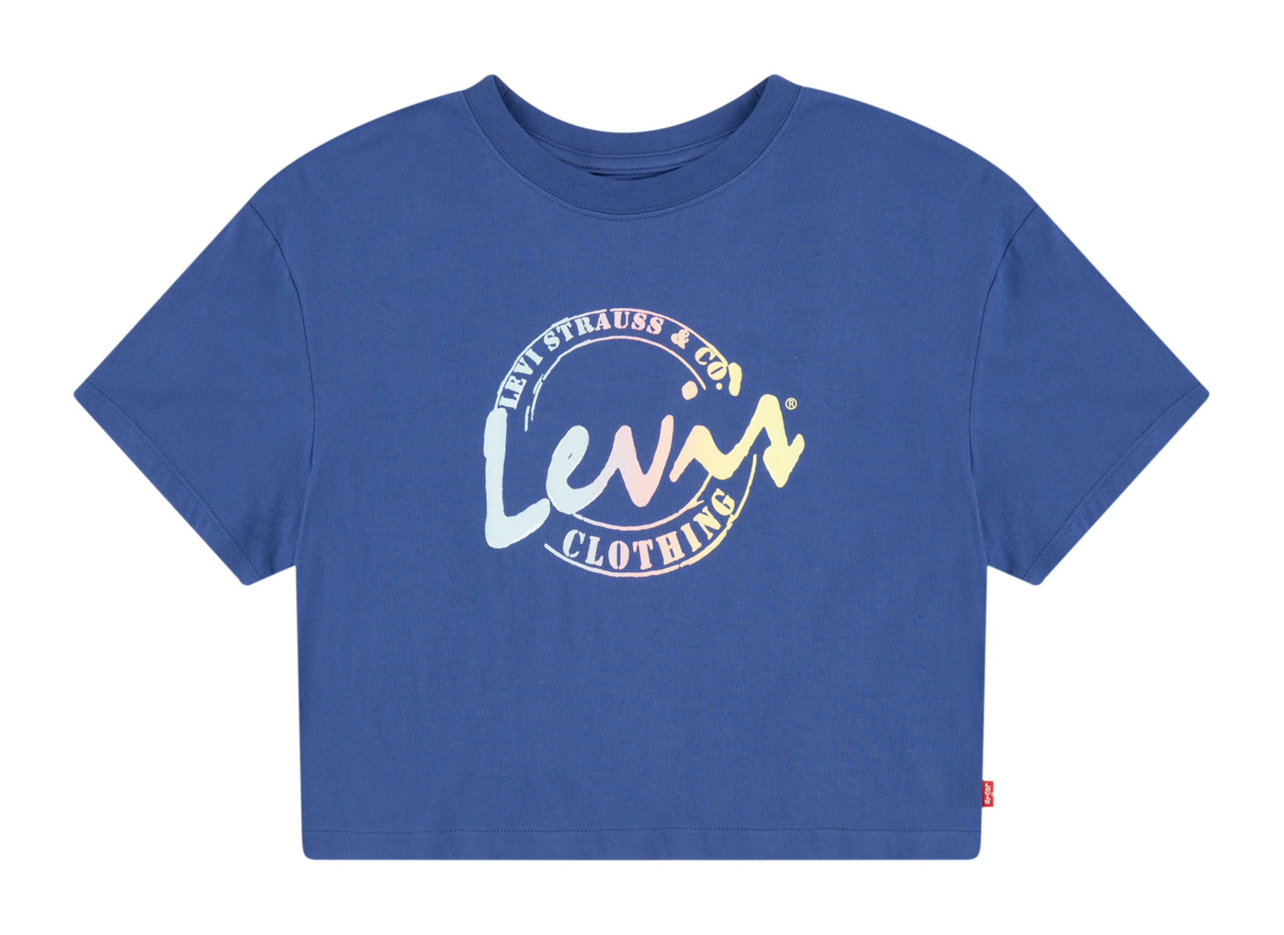 Tee-shirt court à col rond en coton sérigraphié LEVI'S KIDS Bleu