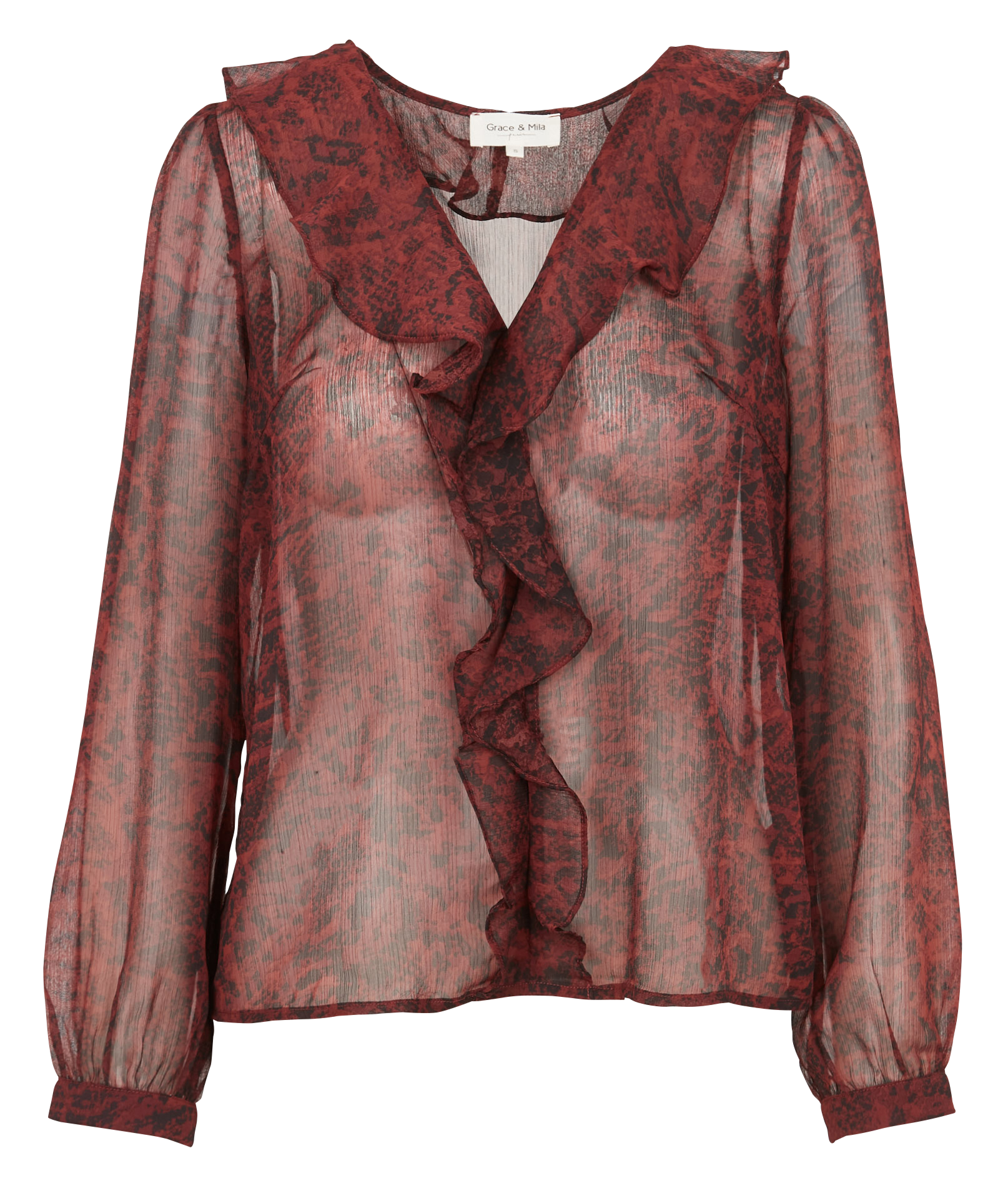 Python print flounced V-neck top GRACE ET MILA Purple