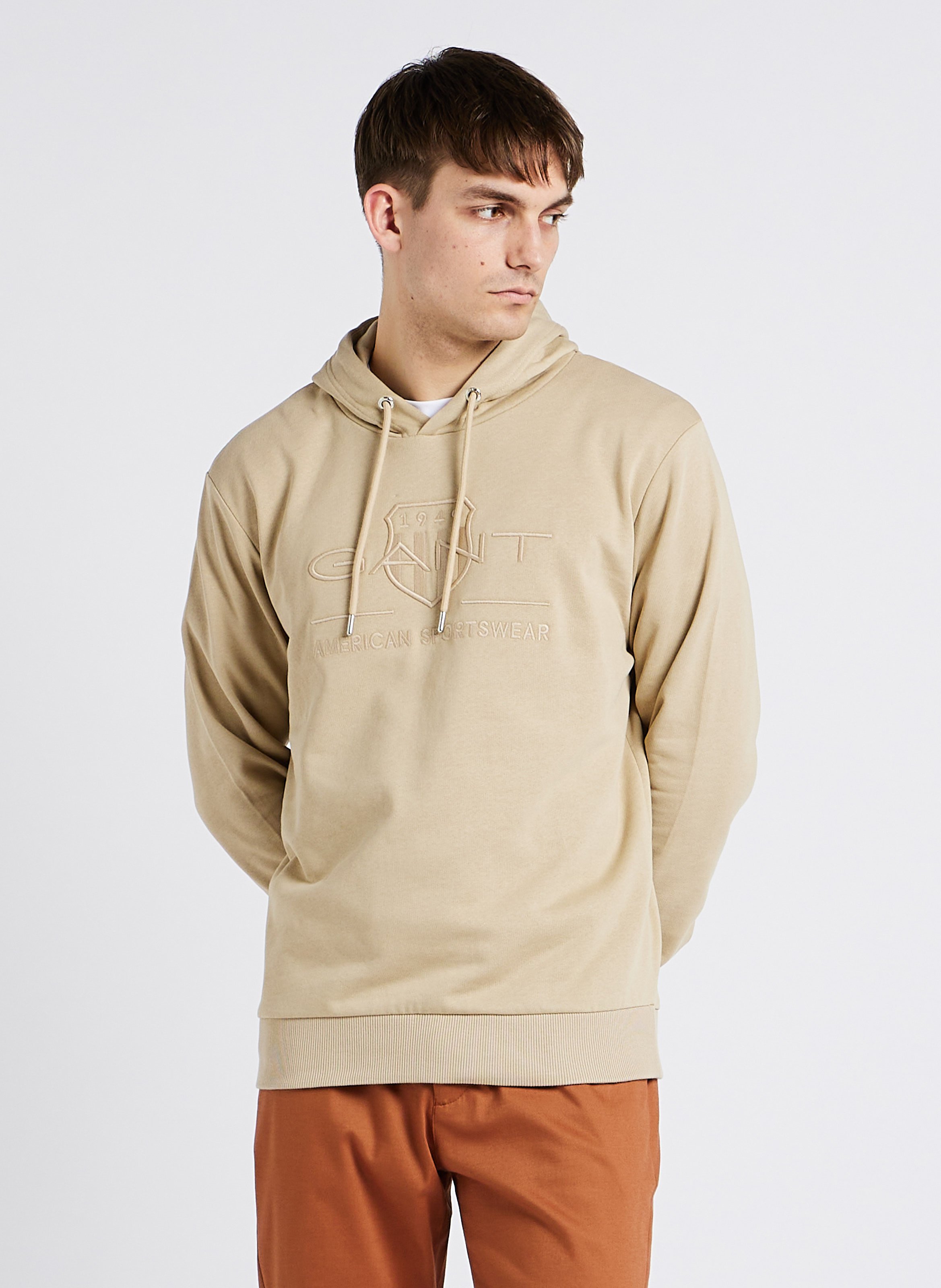 Gerade geschnittenes Kapuzensweatshirt aus Baumwoll-Mix GANT Grau