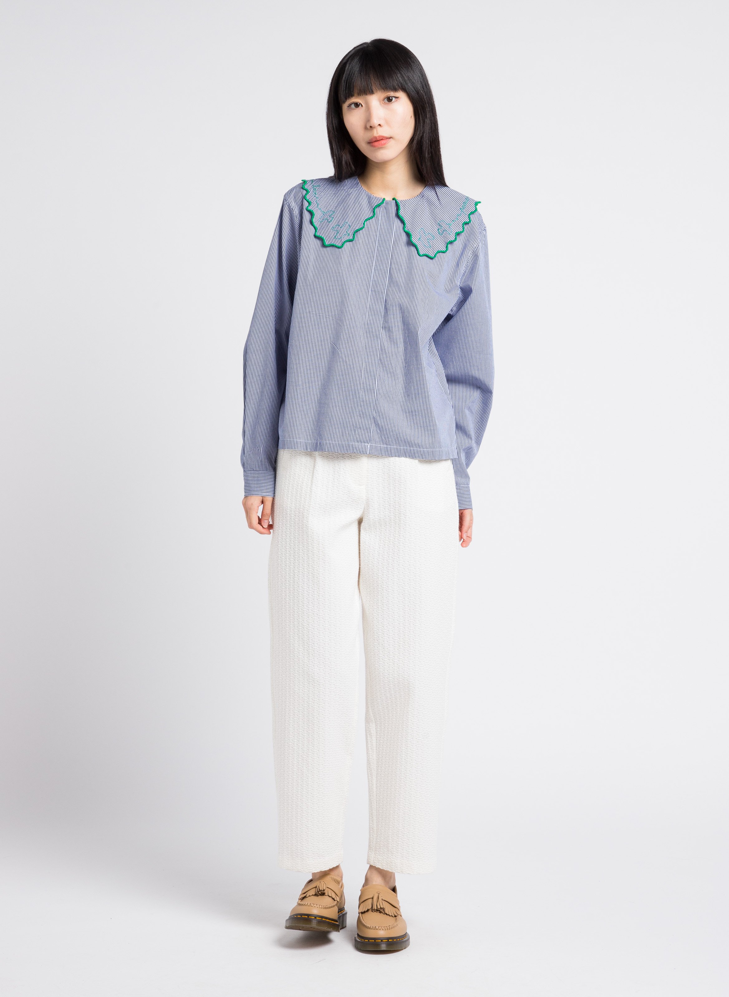 Pantalon carotte taille haute en coton mélangé RITA ROW Blanc