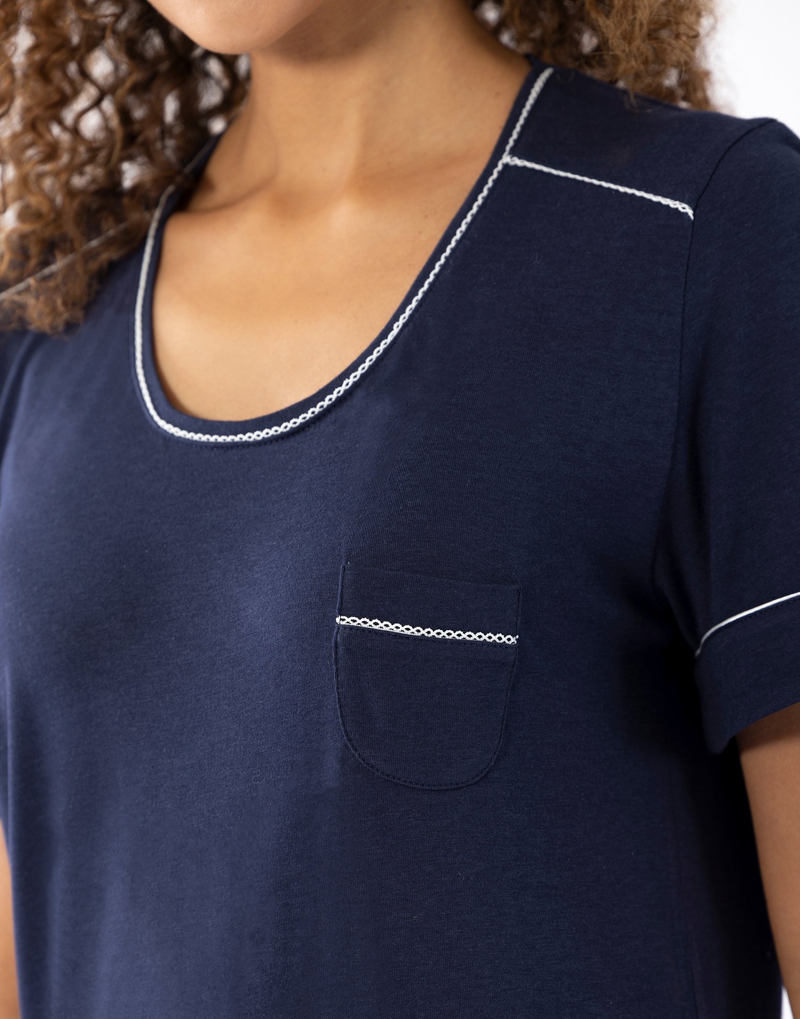 Short-sleeved cotton modal nightshirt LE CHAT Blue