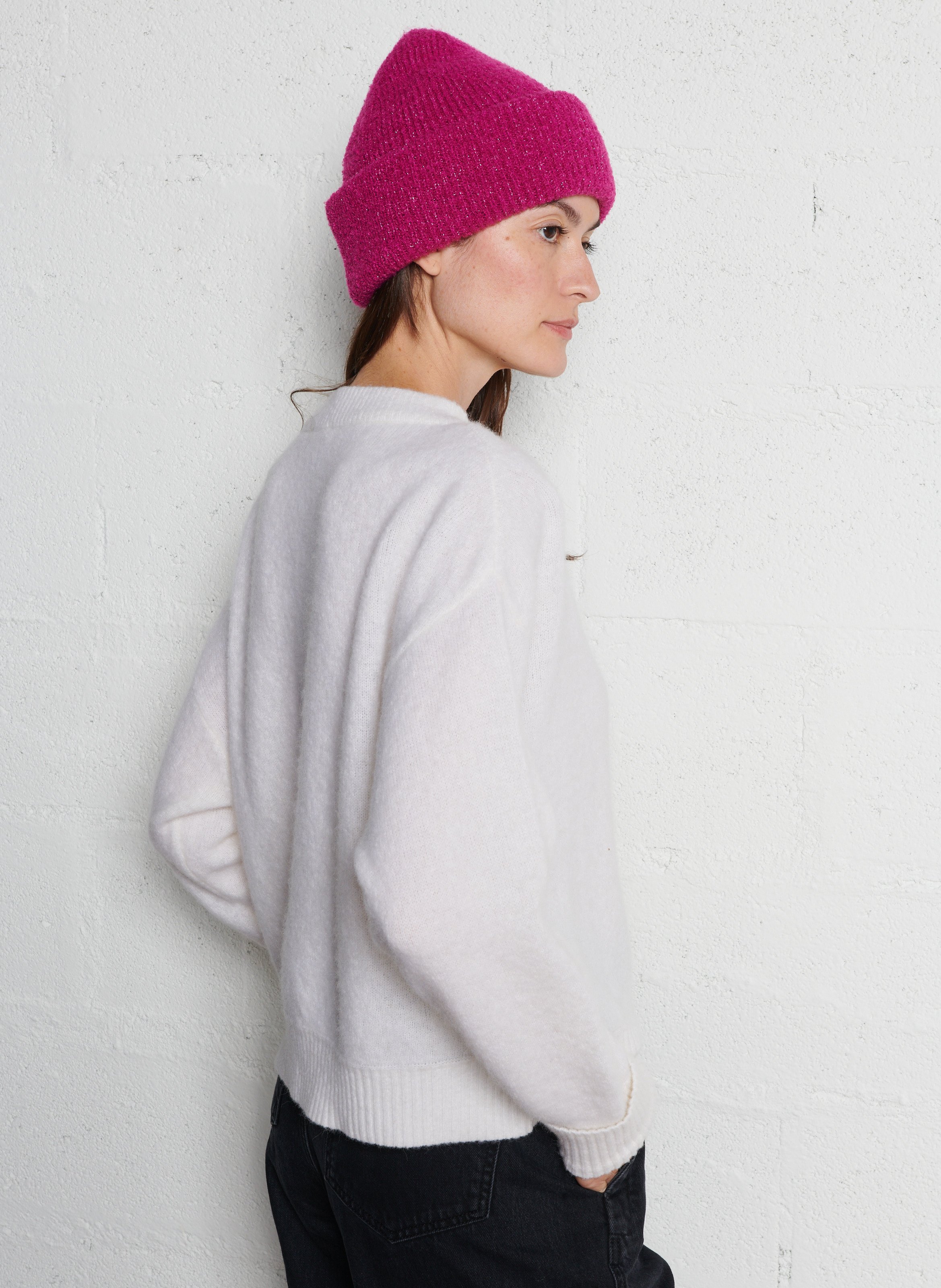 Weiter Rundhalspullover aus Wollmix AMERICAN VINTAGE Weiss