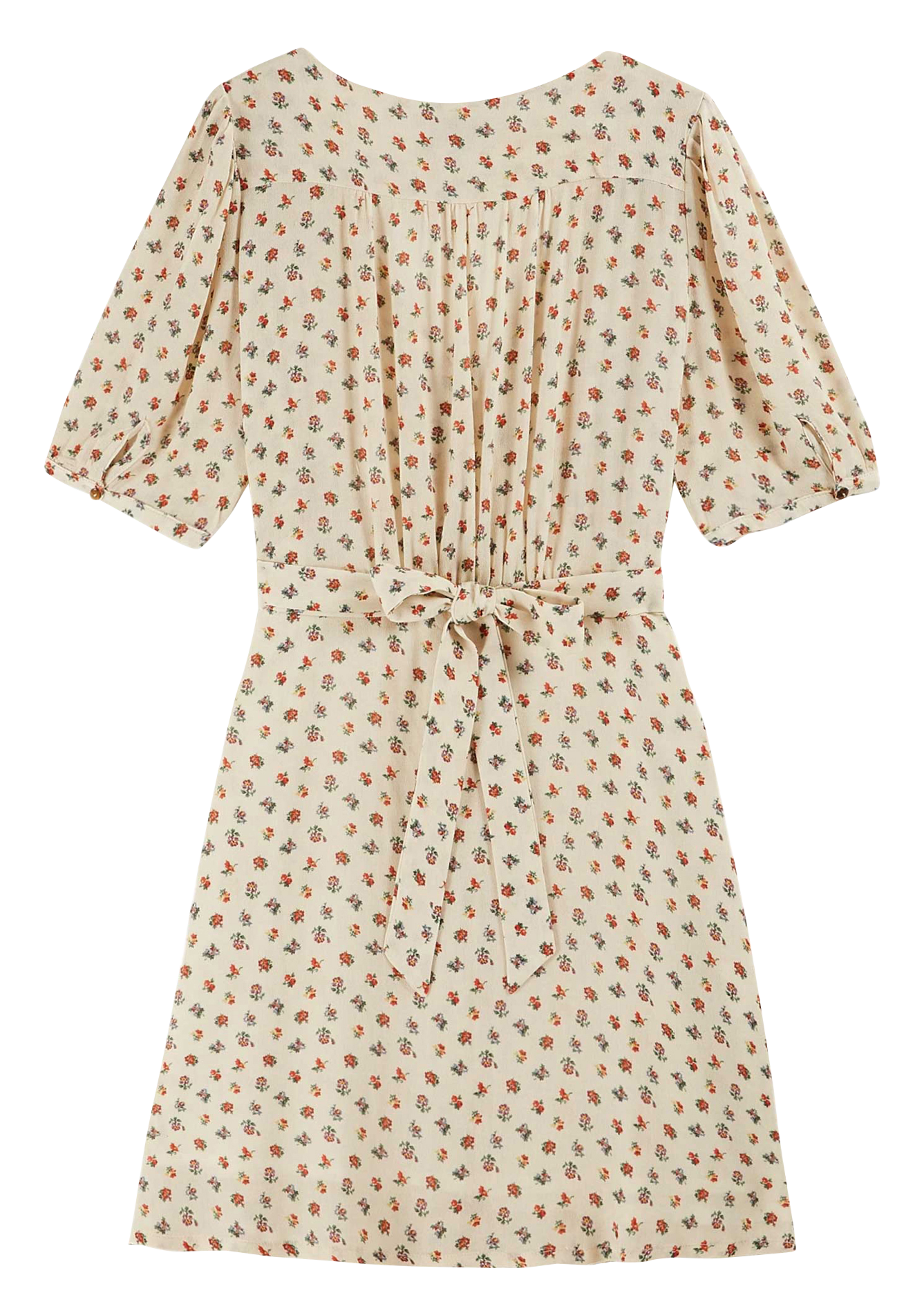 Robe courte cintrée col V EMILE ET IDA Beige