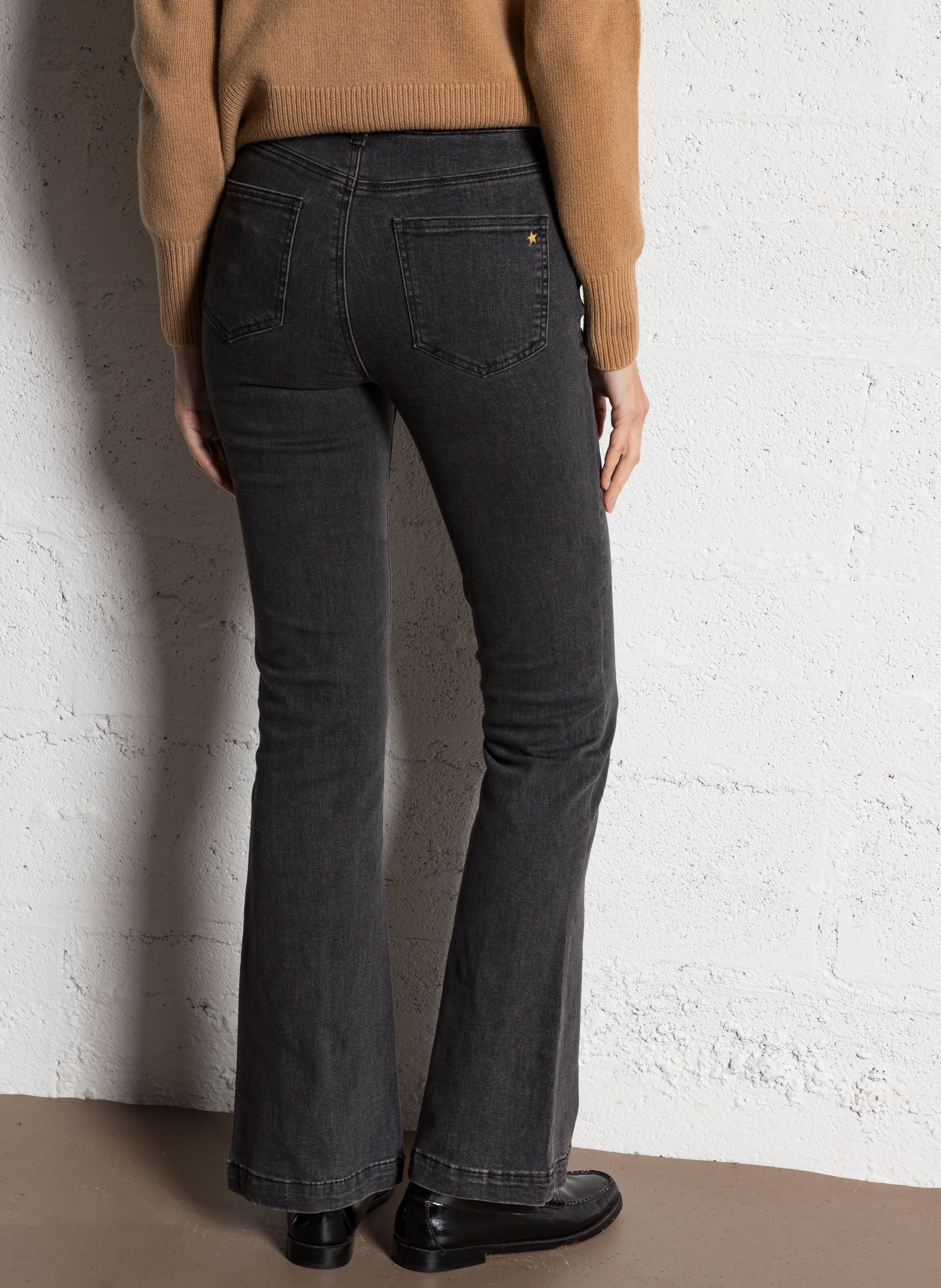 Jean flare en coton mélangé LA PETITE ETOILE Gris