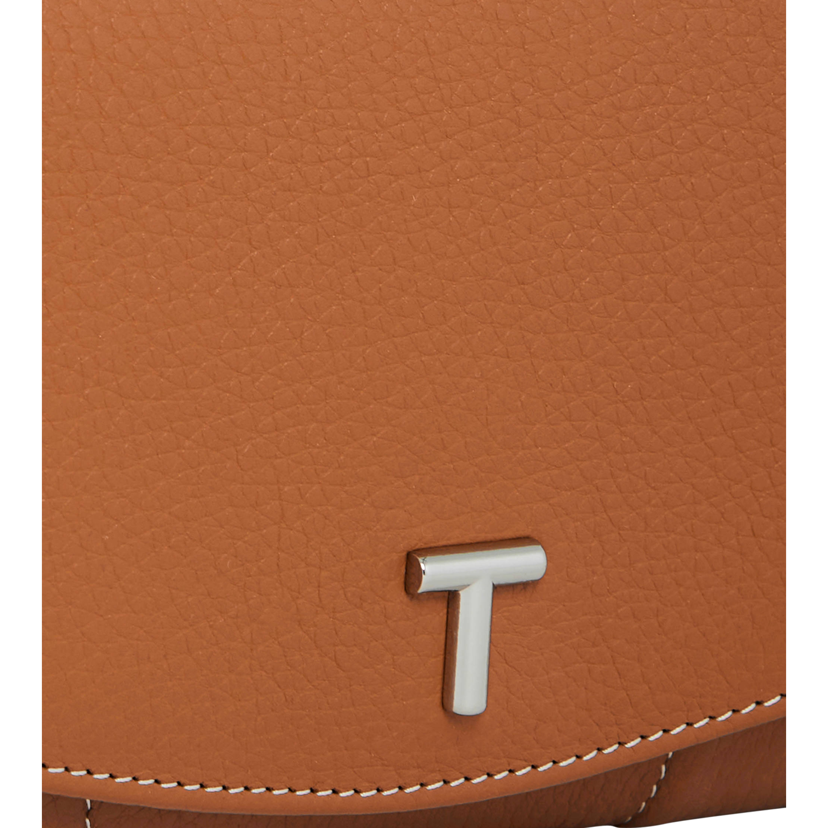 Porte-monnaie à rabat en cuir grainé LE TANNEUR Marron