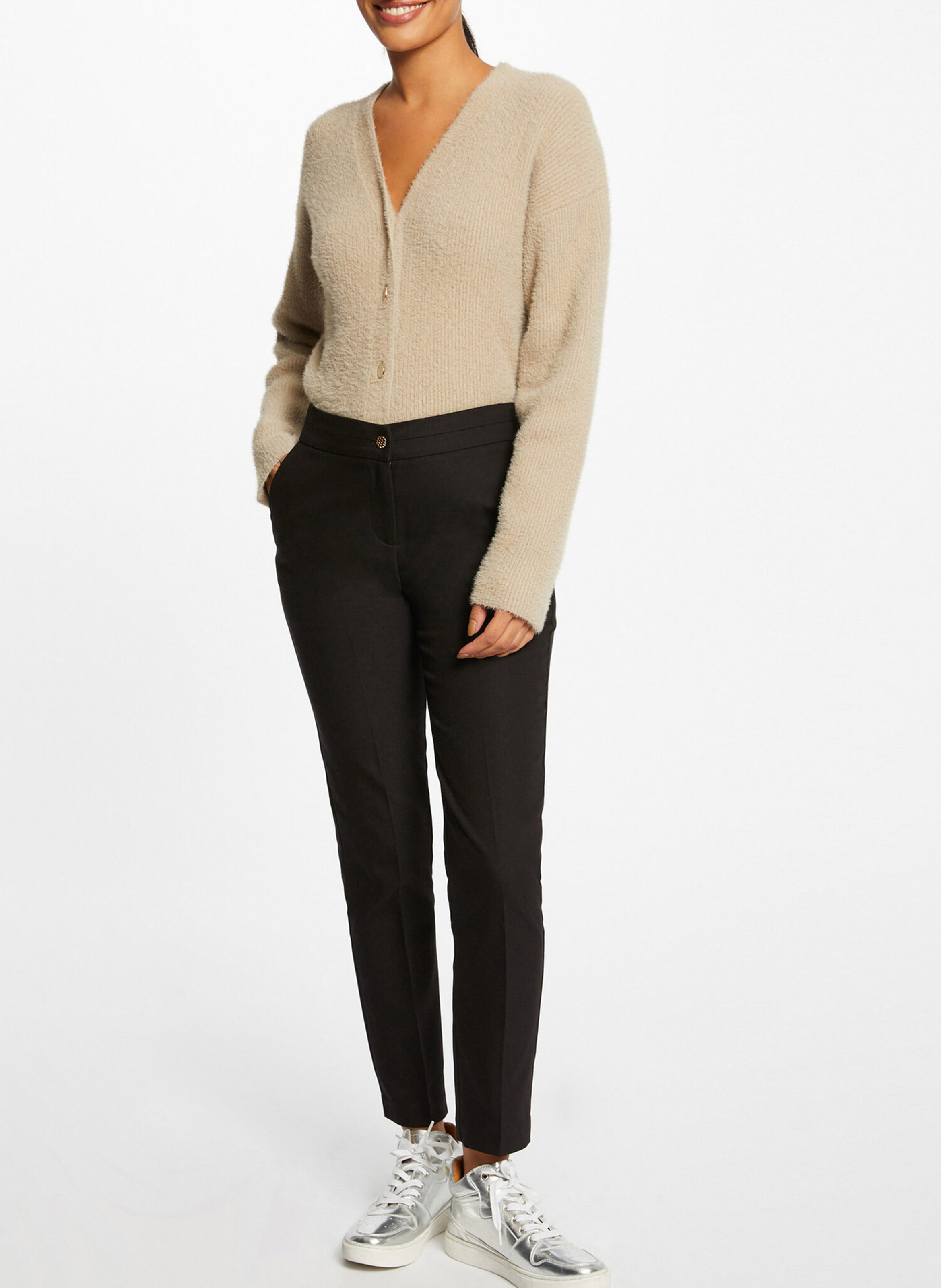 7/8 slim-fit cotton-blend pants MORGAN Black