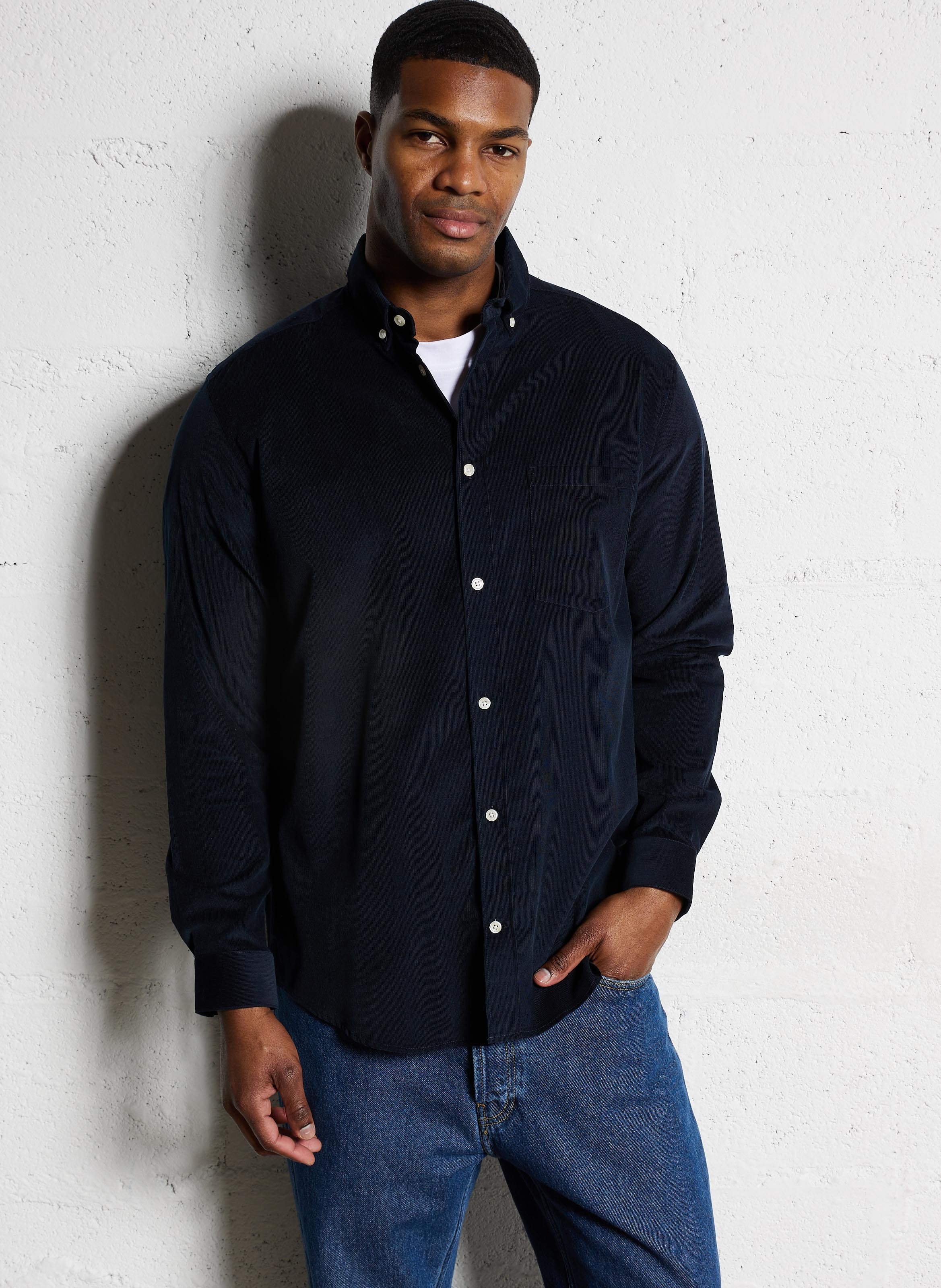 Straight ribbed cotton shirt AU PRINTEMPS PARIS