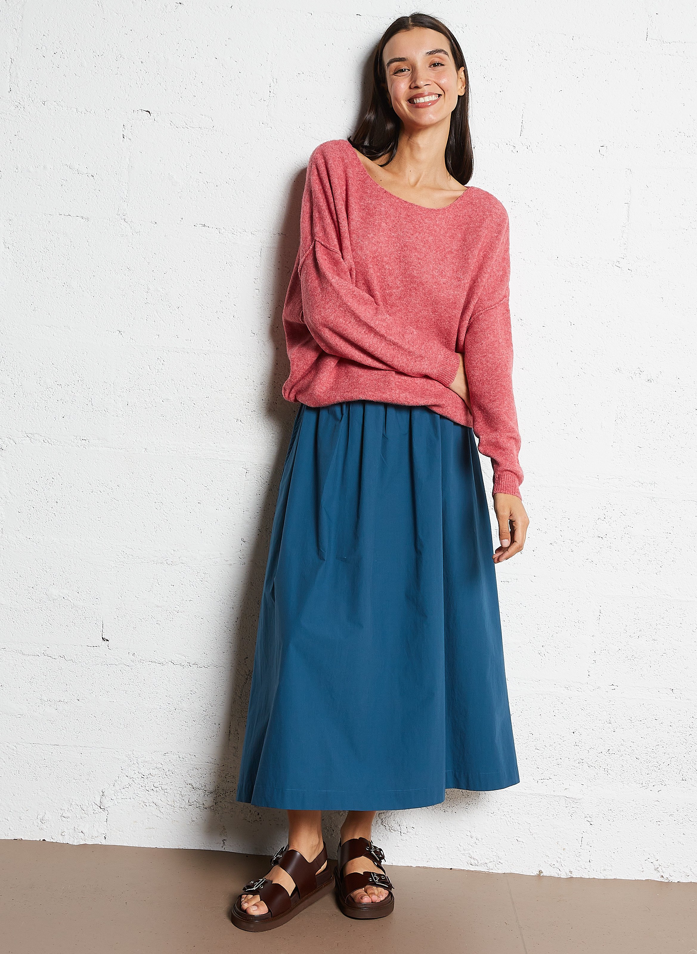 Flared cotton midi skirt BELLEPIECE Blue