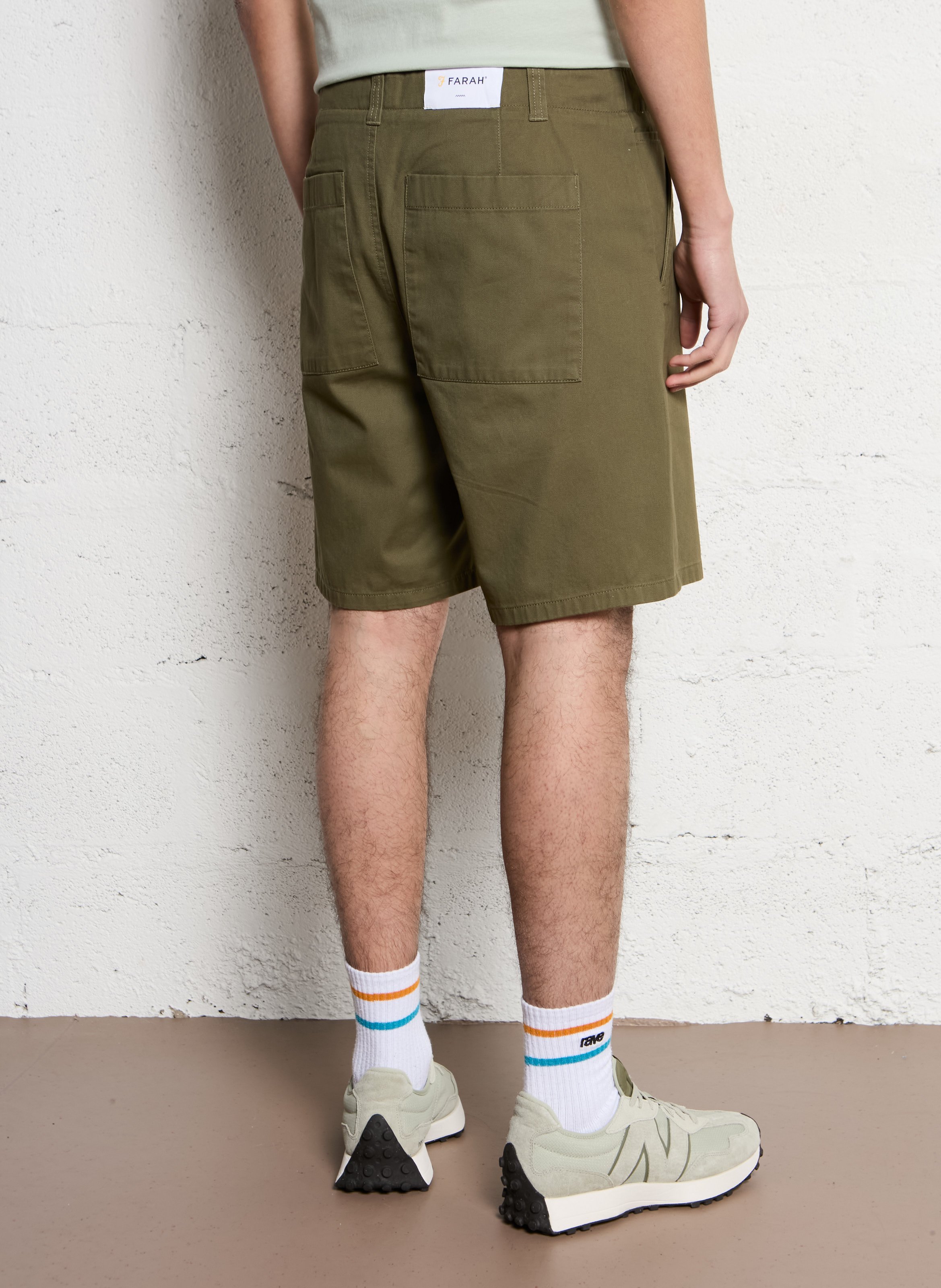 Straight cotton shorts FARAH Green